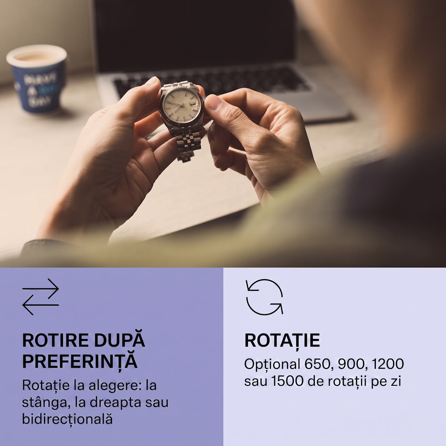 Sf. Gallen ll Premium, cutie pentru întors ceasuri, 4 viteze, 3 moduri de rotație Negru