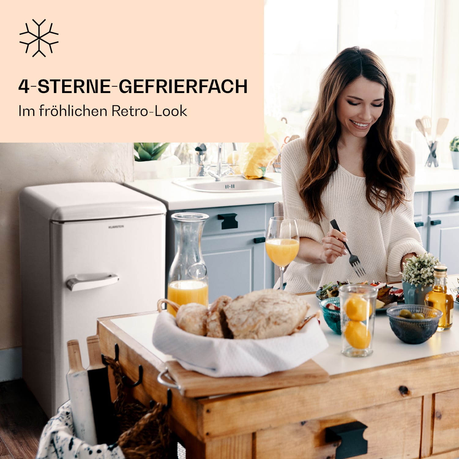 Laika 60L Gefrierschrank 60 Liter 3 Schubladen Temperatur: -18 bis 0 °C Creme