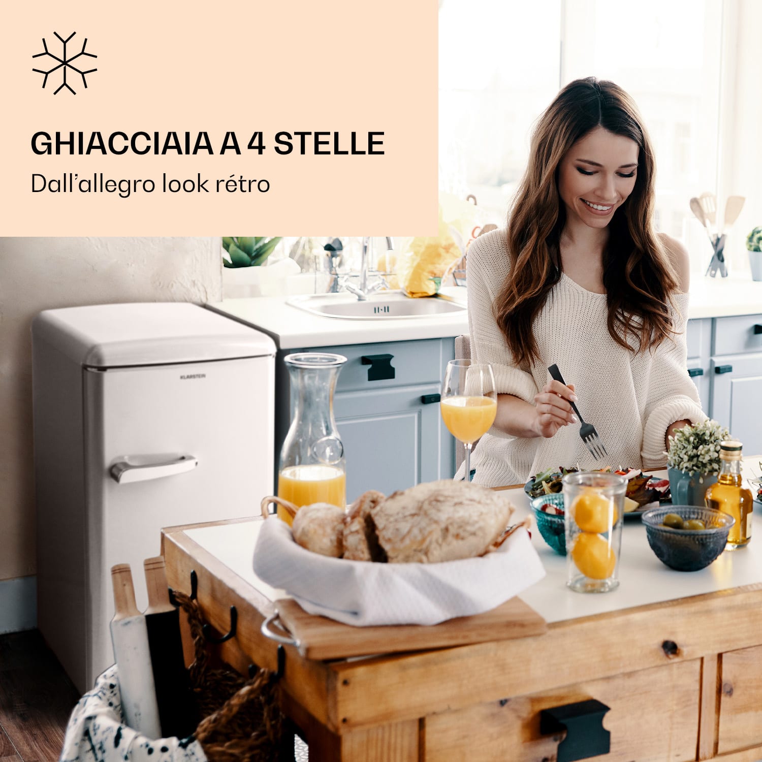 Laika 60L Freezer 60 litri 3 cassetti Temperatura: da -18 a 0 °C Crema