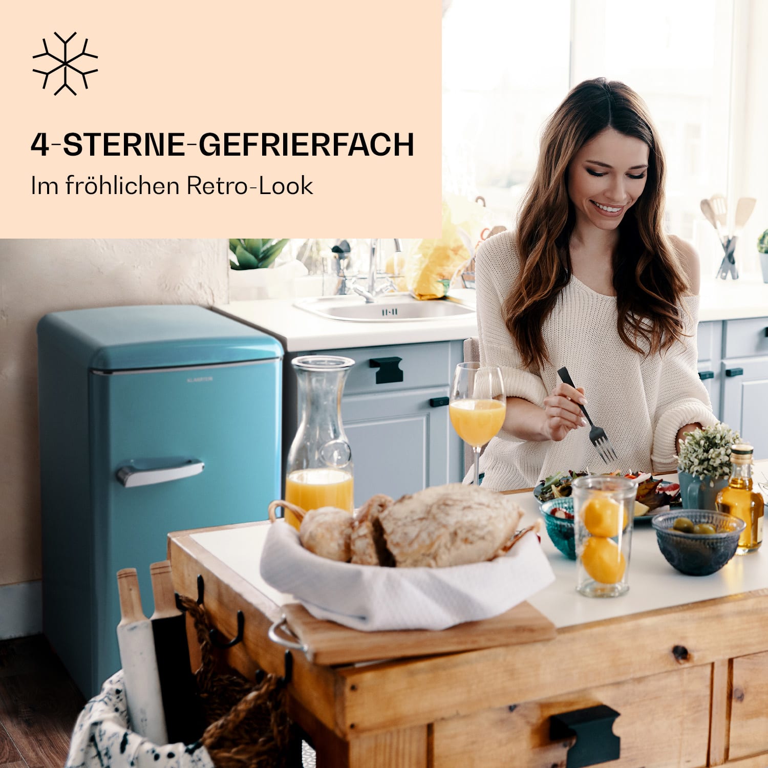 Laika 60L Gefrierschrank 60 Liter 3 Schubladen Temperatur: -18 bis 0 °C Pastellblau