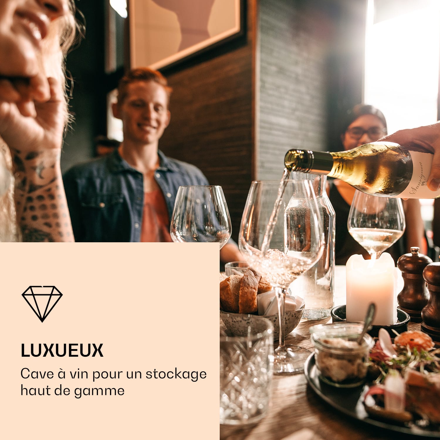 Vinovilla 7 Built-in Uno Onyx inbouw wijnkoelkast zwart glas edelstaal 7 flessen | 1 koelzone | Zwart