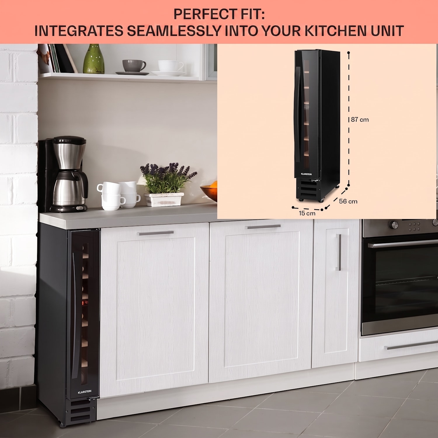 Vinovilla 7 Built-in Uno Onyx Frigorífico de vinho Vidro Preto Aço Inoxidável 7 garrafas | 1 compartimento de refrigeração | Preto