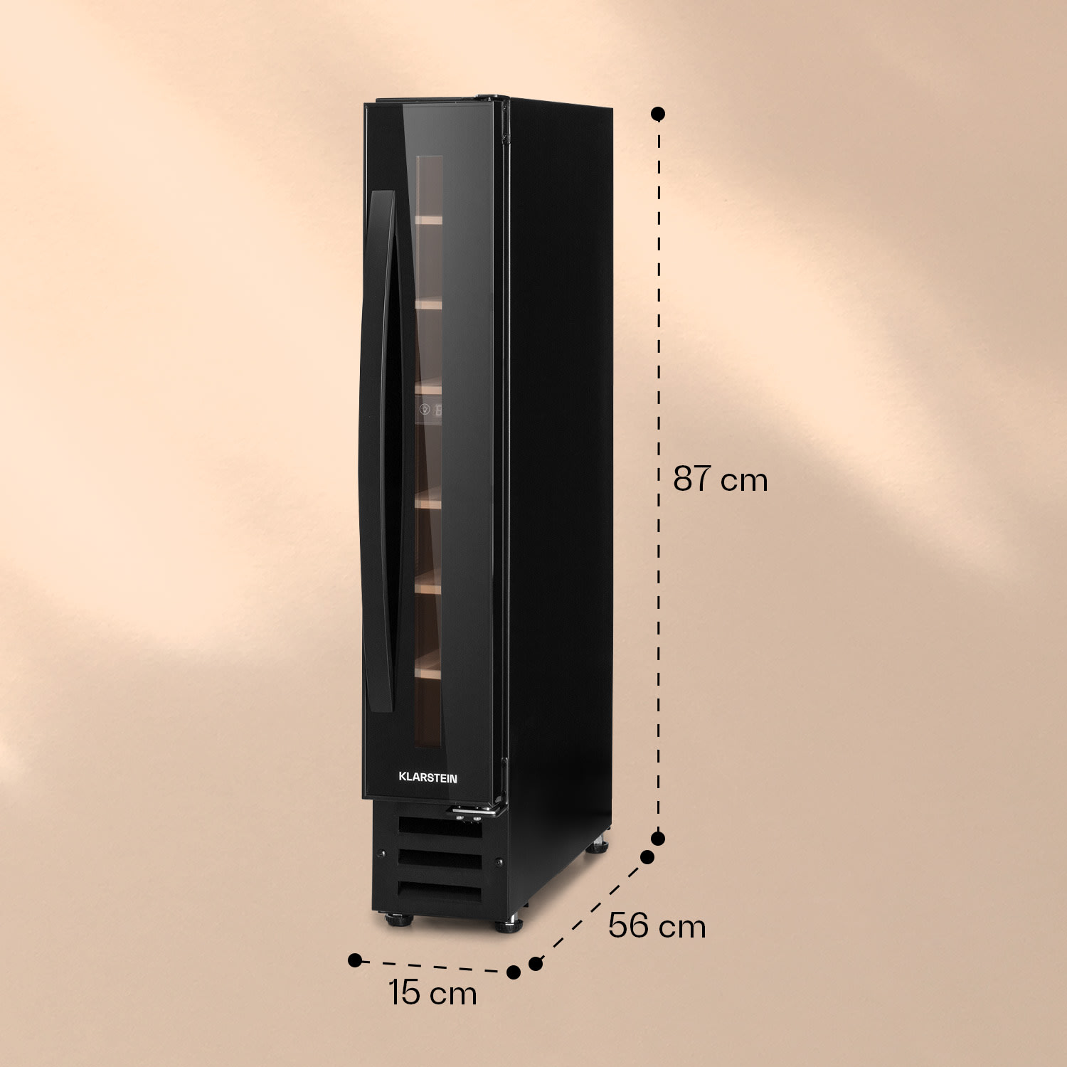 Vinovilla 7 Built-in Onyx Frigorífico integrado para vinos cristal negro Acero inoxidable 7 botellas | 1 zona de refrigeración | Negro