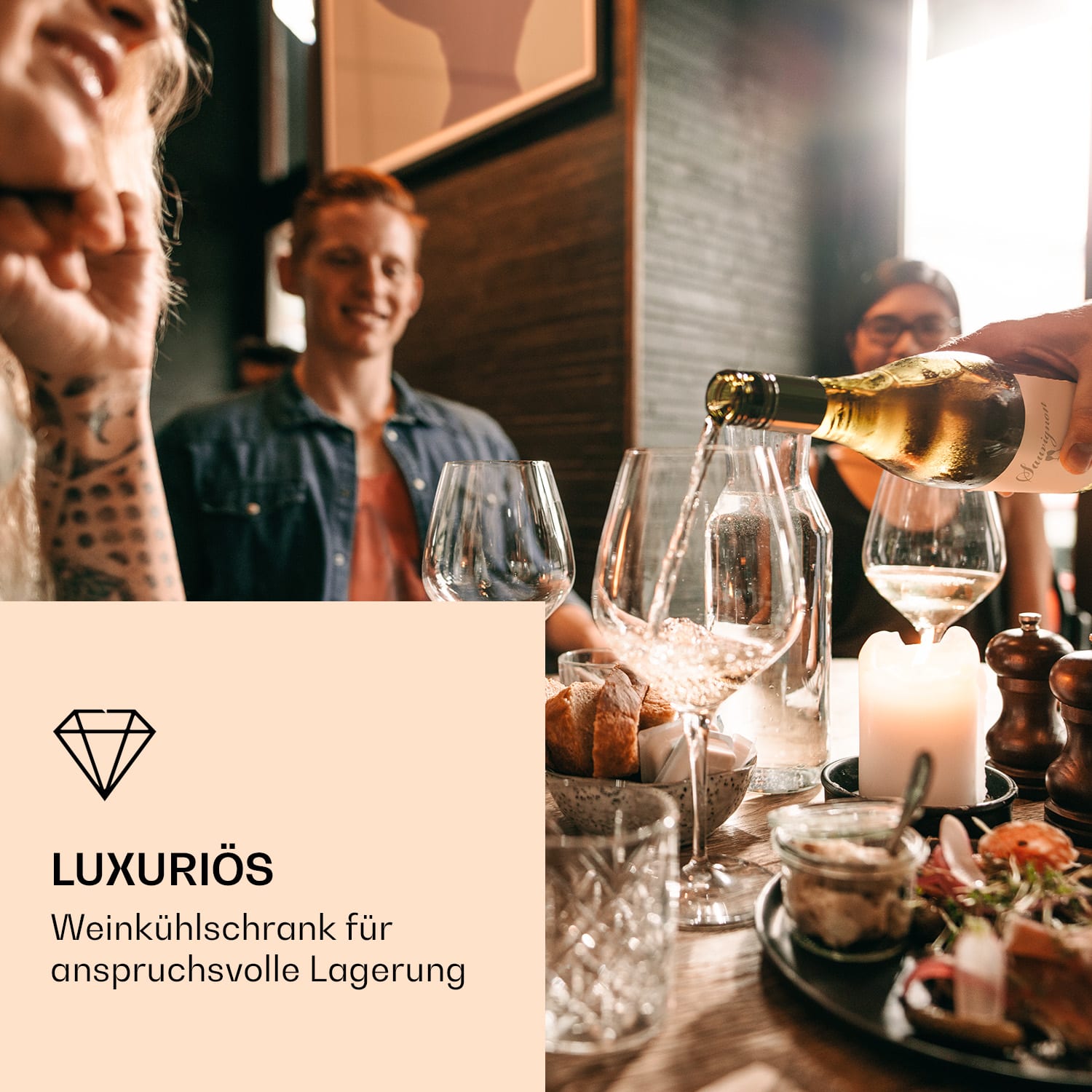 Vinovilla 7 Built-in Uno Einbau-Weinkühlschrank Glas Edelstahl 