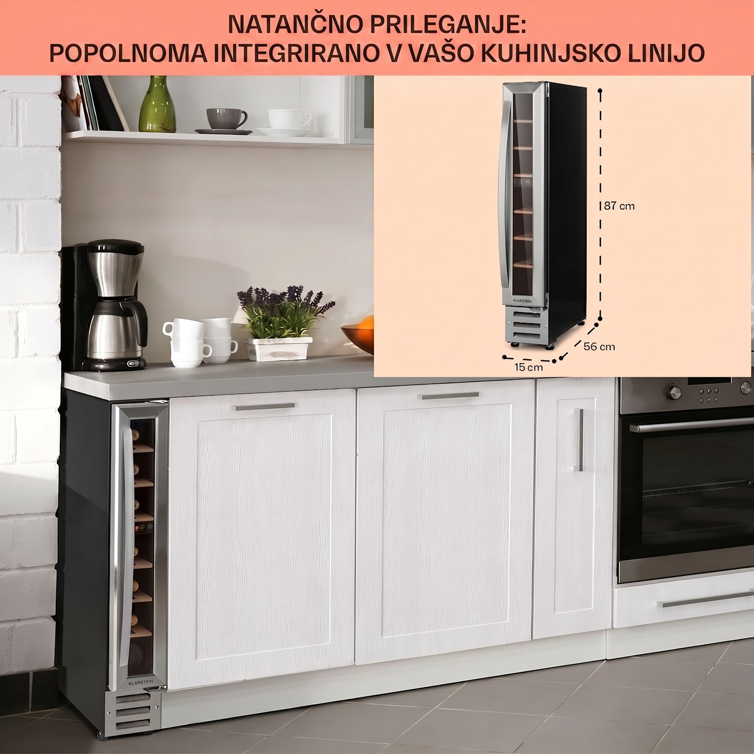Vinovilla 7, built-in, Uno, vgraden hladilnik za vino, steklo, nerjaveče jeklo 7 steklenic | 1 | Nerjaveče jeklo