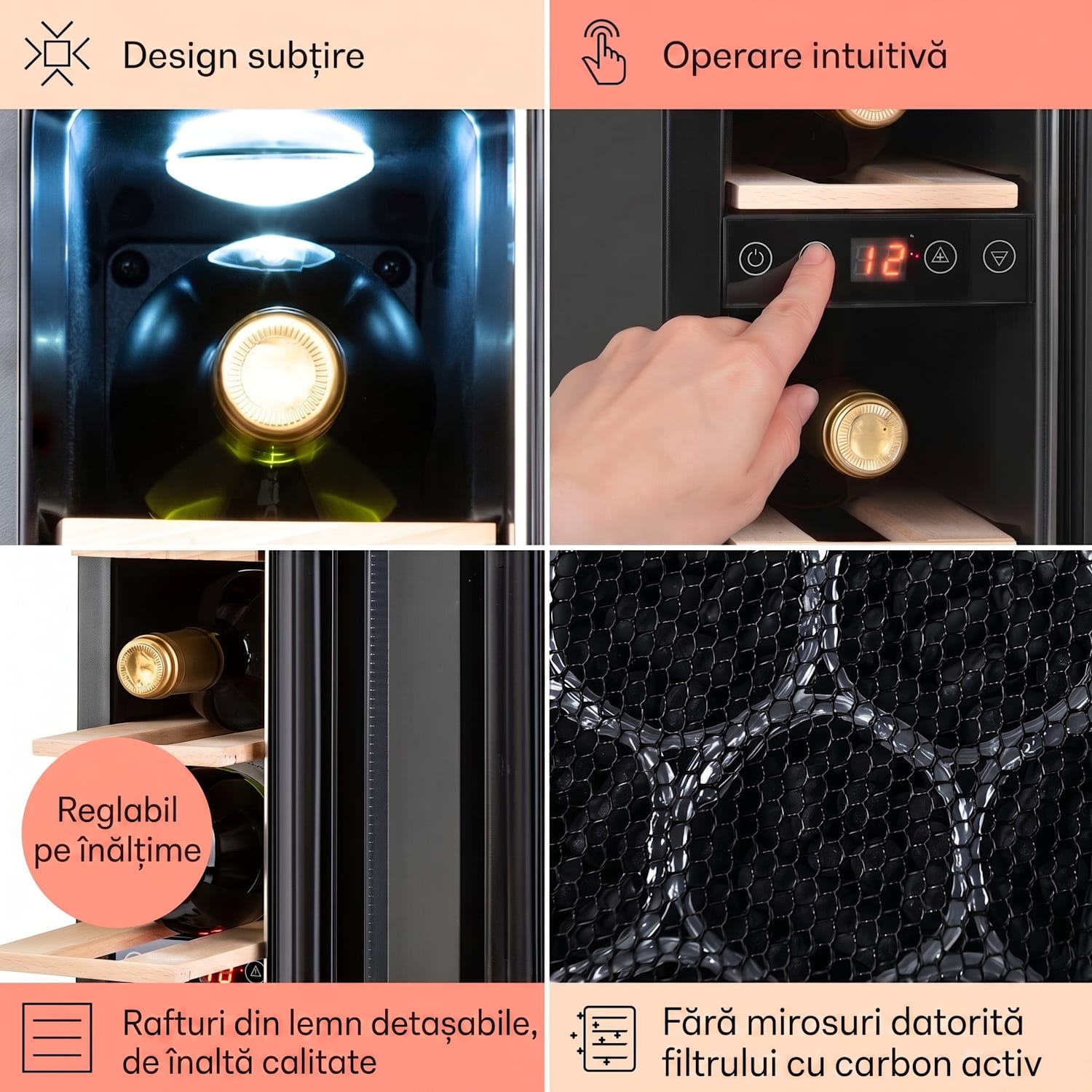Vinovilla 7, încorporat, Uno Quartz, frigider pentru vin încorporat, sticlă, oțel inoxidabil 7 sticle | 1 | Alb