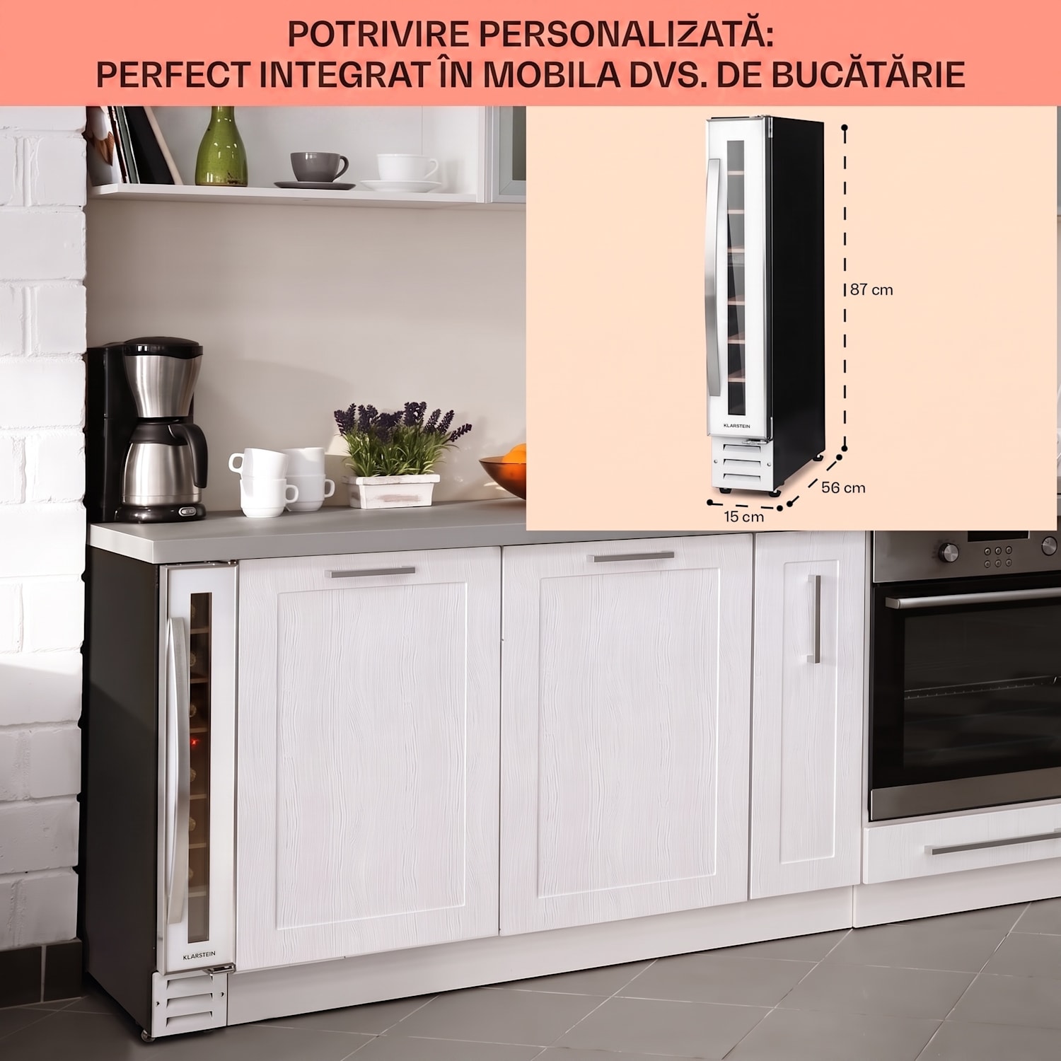 Vinovilla 7, încorporat, Uno Quartz, frigider pentru vin încorporat, sticlă, oțel inoxidabil 7 sticle | 1 | Alb