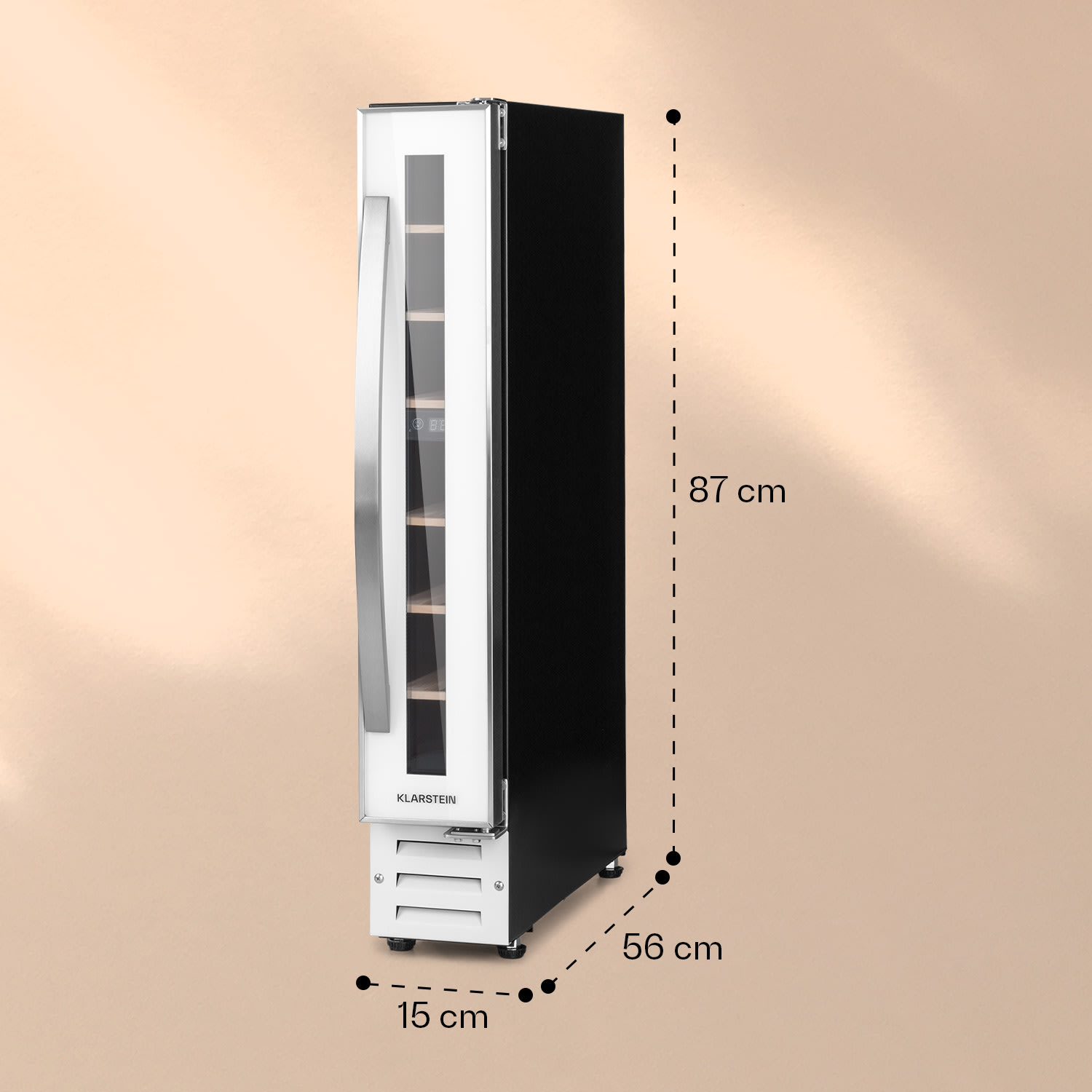 Vinovilla 7 built-in Uno Quartz, beépített borhűtő, fehér üveg, rozsdamentes acél 7 palack | 1 hűtőzóna | Fehér