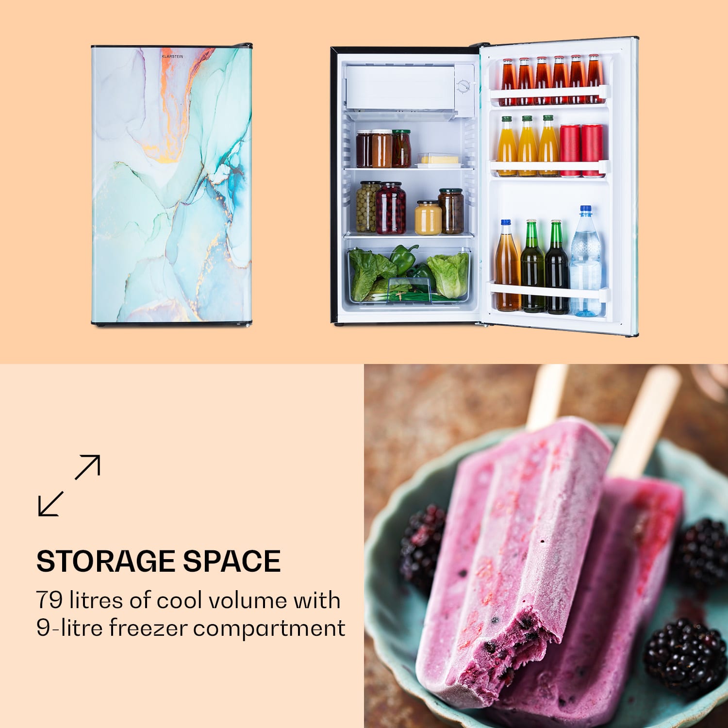 CoolArt 79L Combinação frigorífico/congelador Classe de eficiência energética F compartimento congelador 9L porta personalizada 