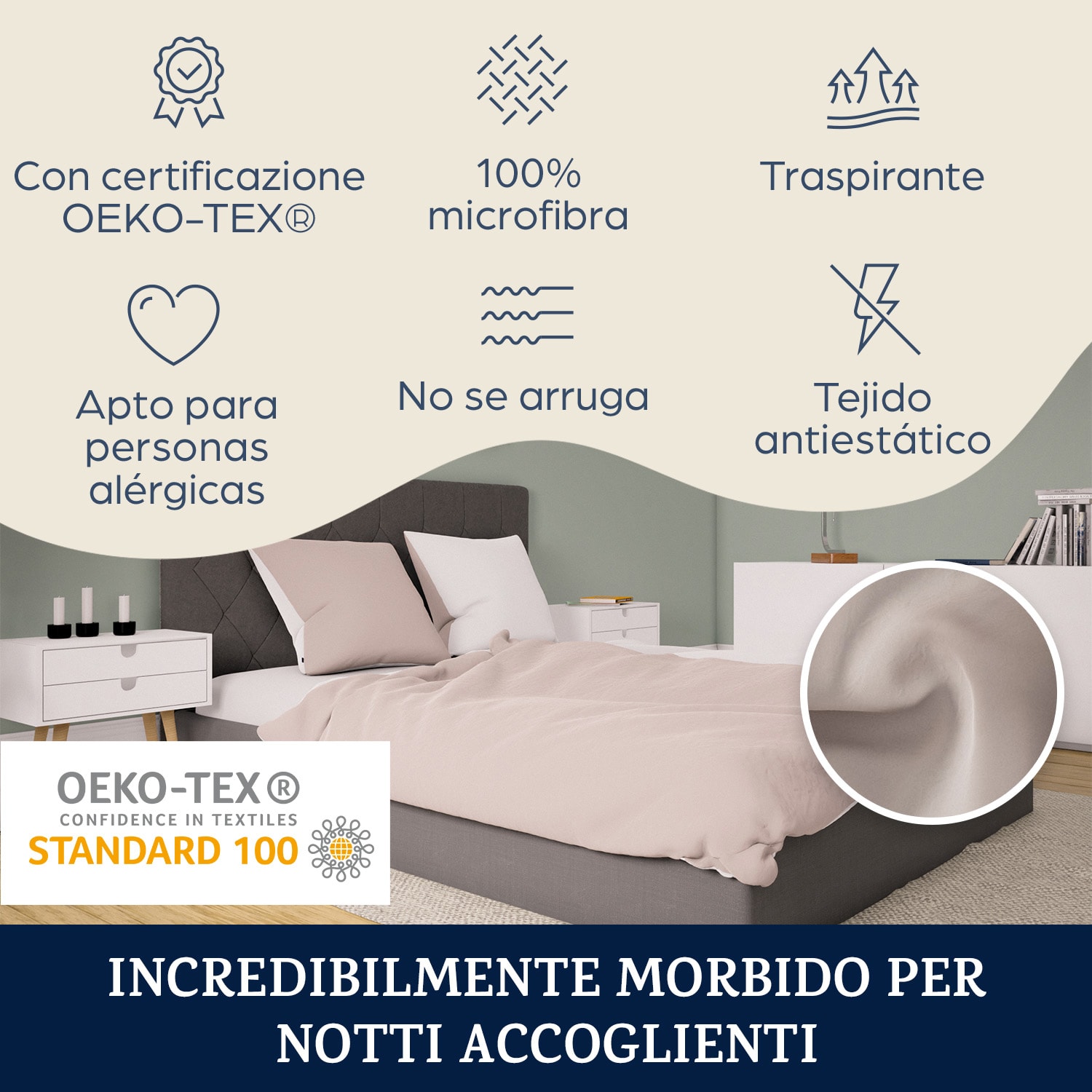 Soft Wonder-Edition, biancheria da letto, 135x200 cm, talpa/bianco Sabbia