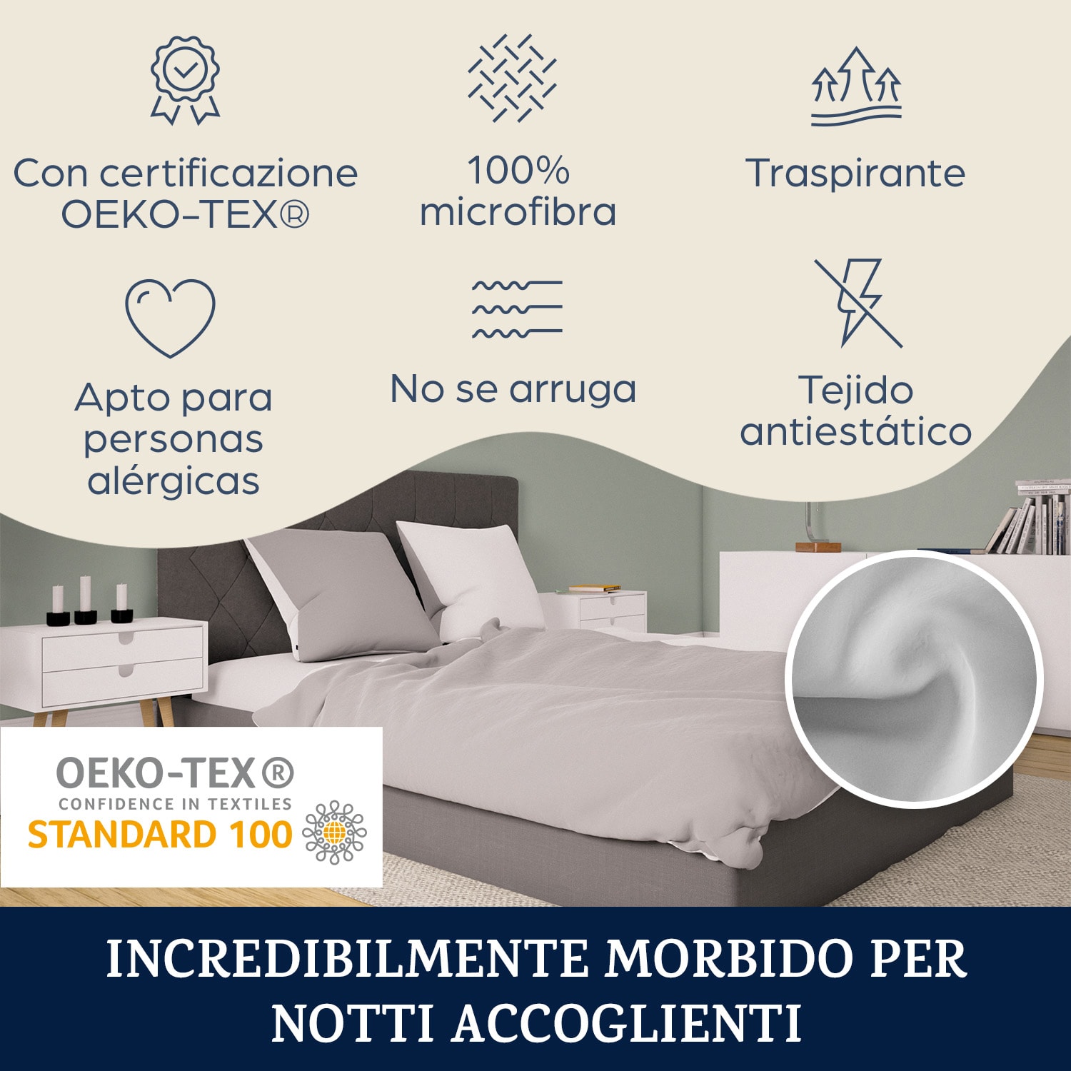 Soft Wonder-Edition, biancheria da letto, 135x200 cm, grigio chiaro/bianco 