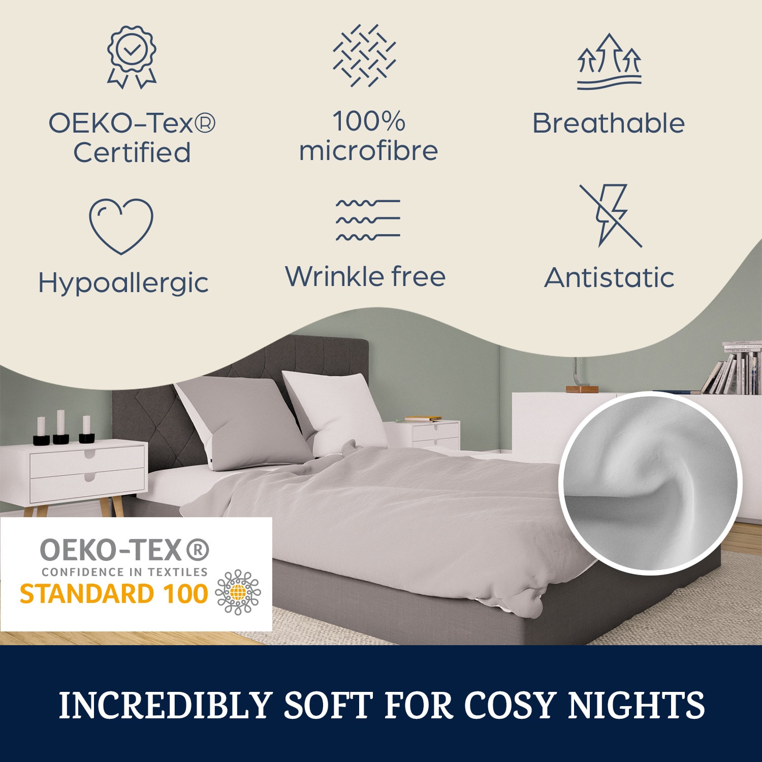 Soft Wonder-Edition beddengoed 135x200 cm lichtgrijs/wit Mid Gray