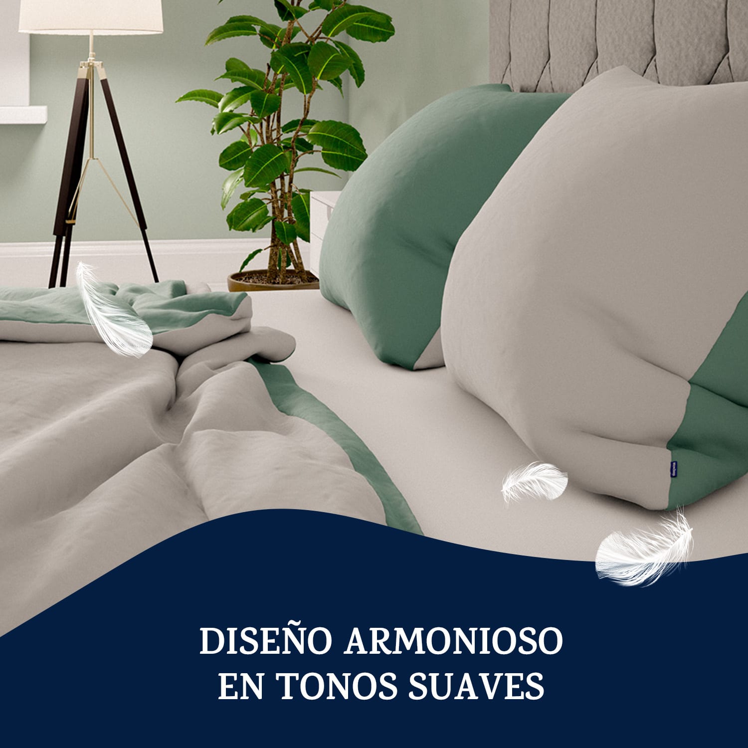 Soft Wonder-Edition Ropa de cama 135x200 cm Azul grisáceo/Gris claro Verde Hoja