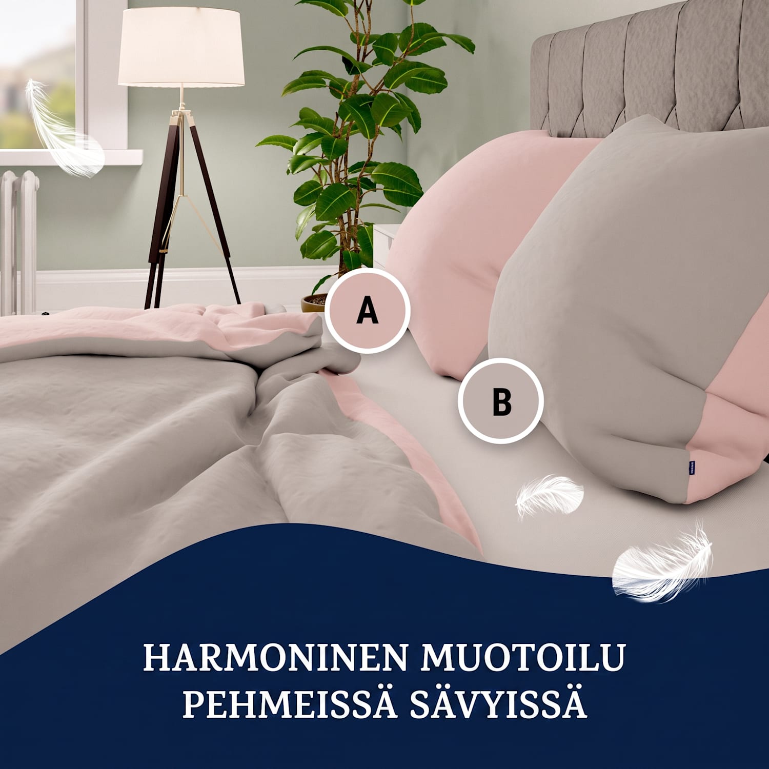 Soft Wonder-Edition, vuodevaatteet, 135 x 200 cm, vaaleanharmaa/roosa Pehmeä Vaaleanpunainen