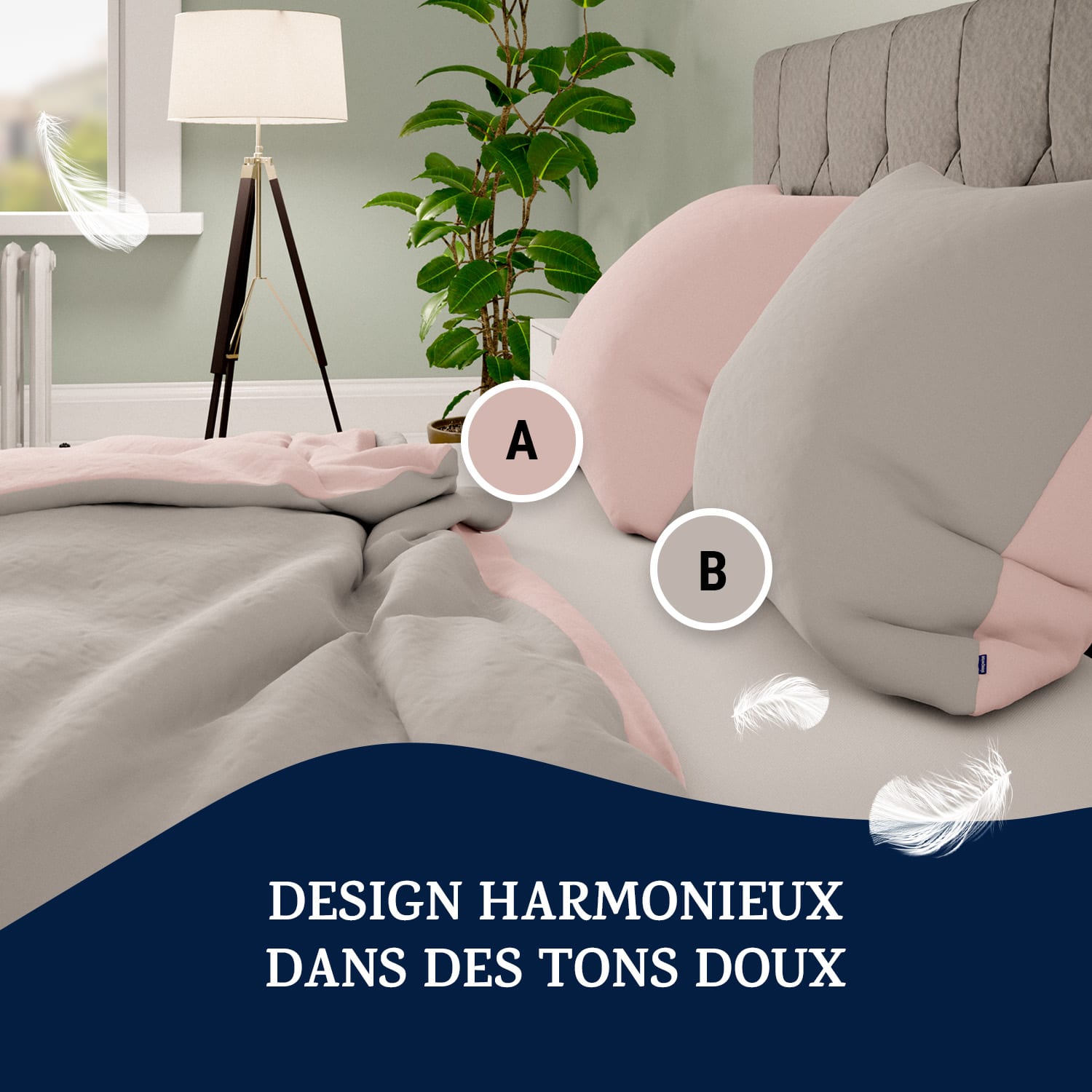 Soft Wonder-Edition beddengoed 135x200 cm lichtgrijs/roze Zacht Roze