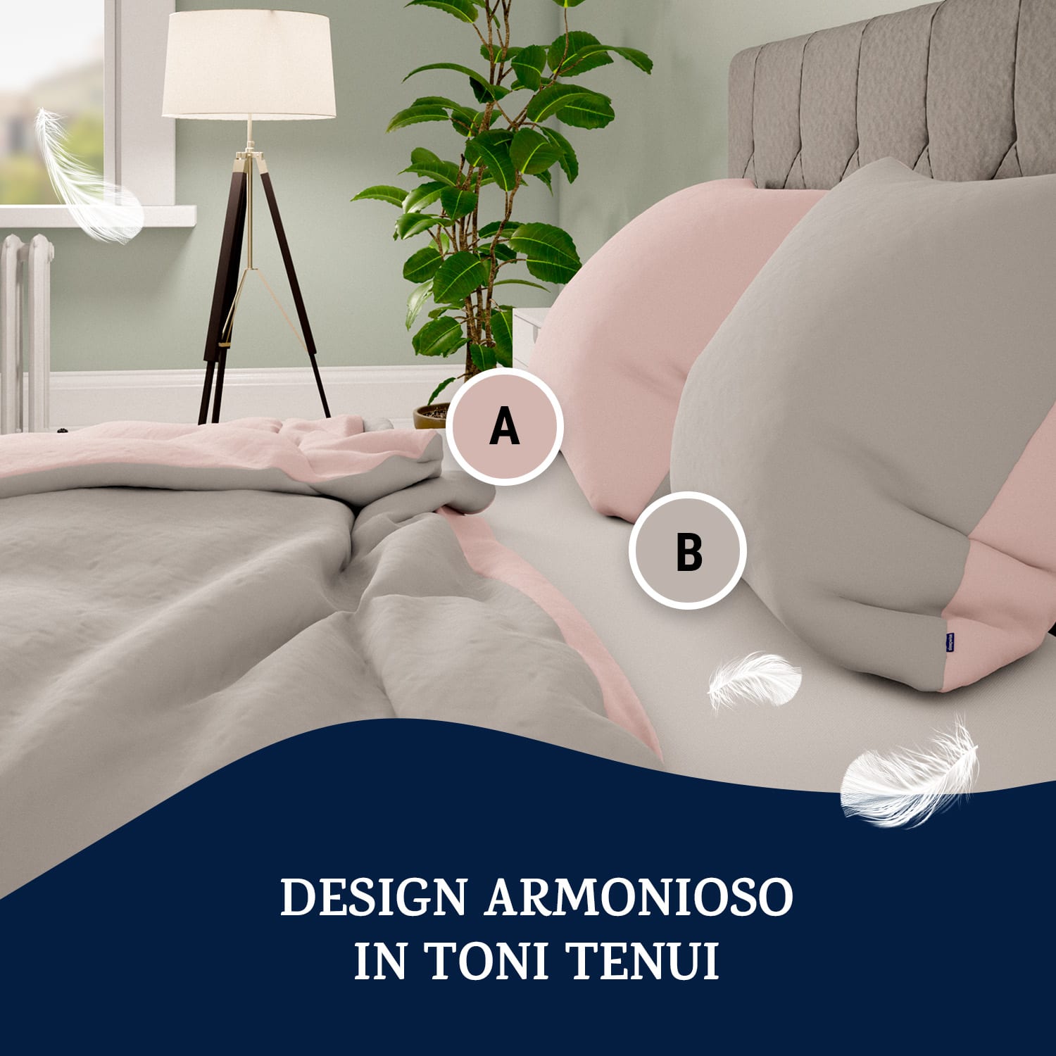 Soft Wonder-Edition, biancheria da letto, 135x200 cm, grigio chiaro/rosa Rosa tenue