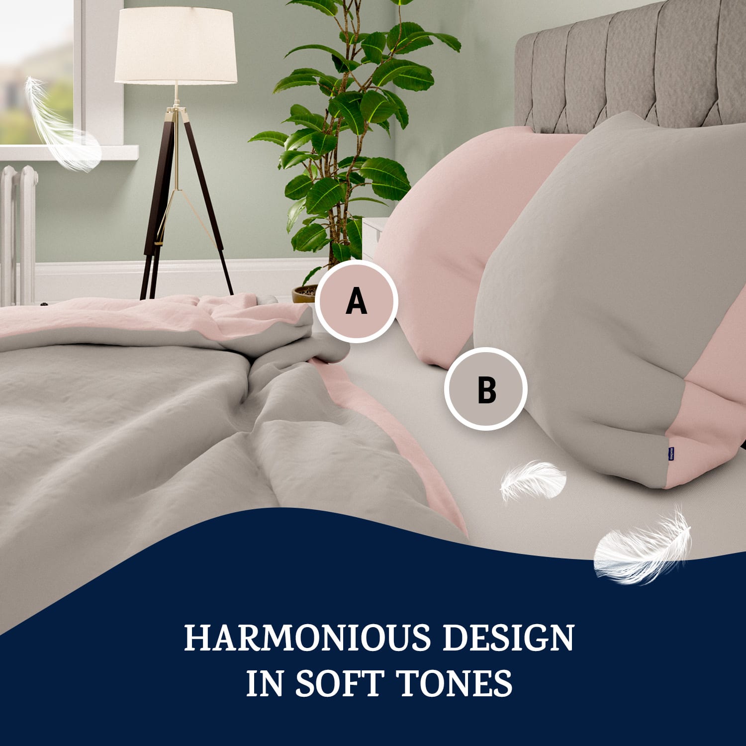 Soft Wonder-Edition beddengoed 135x200 cm lichtgrijs/roze Zacht Roze