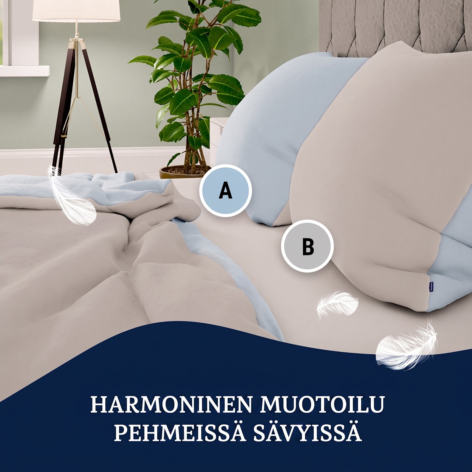 Soft Wonder-Edition, pussilakana, 135 x 200 cm, siniharmaa/valkoinen Haalea Sininen