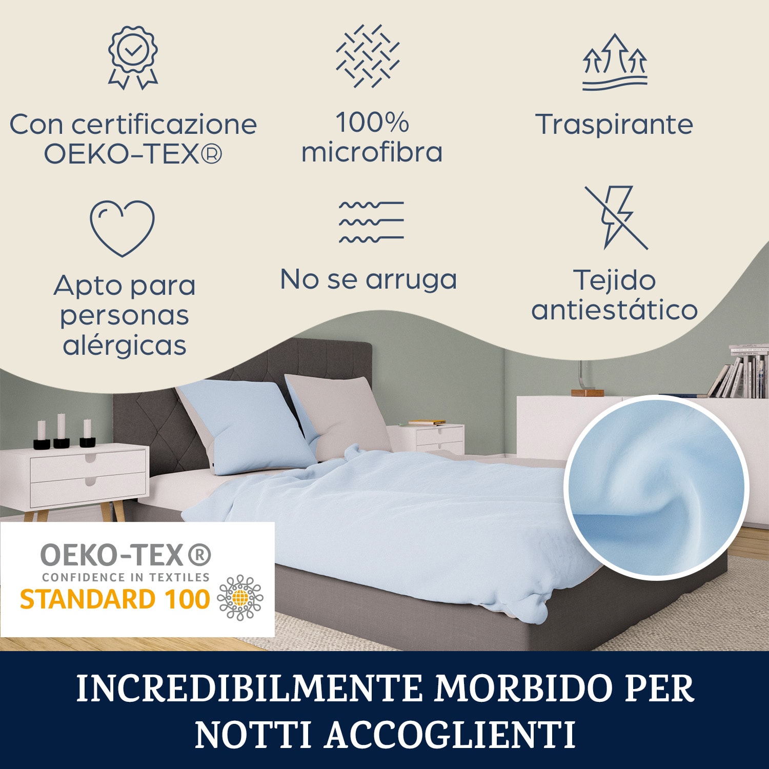 Soft Wonder-Edition, biancheria da letto, 135x200 cm, grigio-blu/bianco Azzurrino