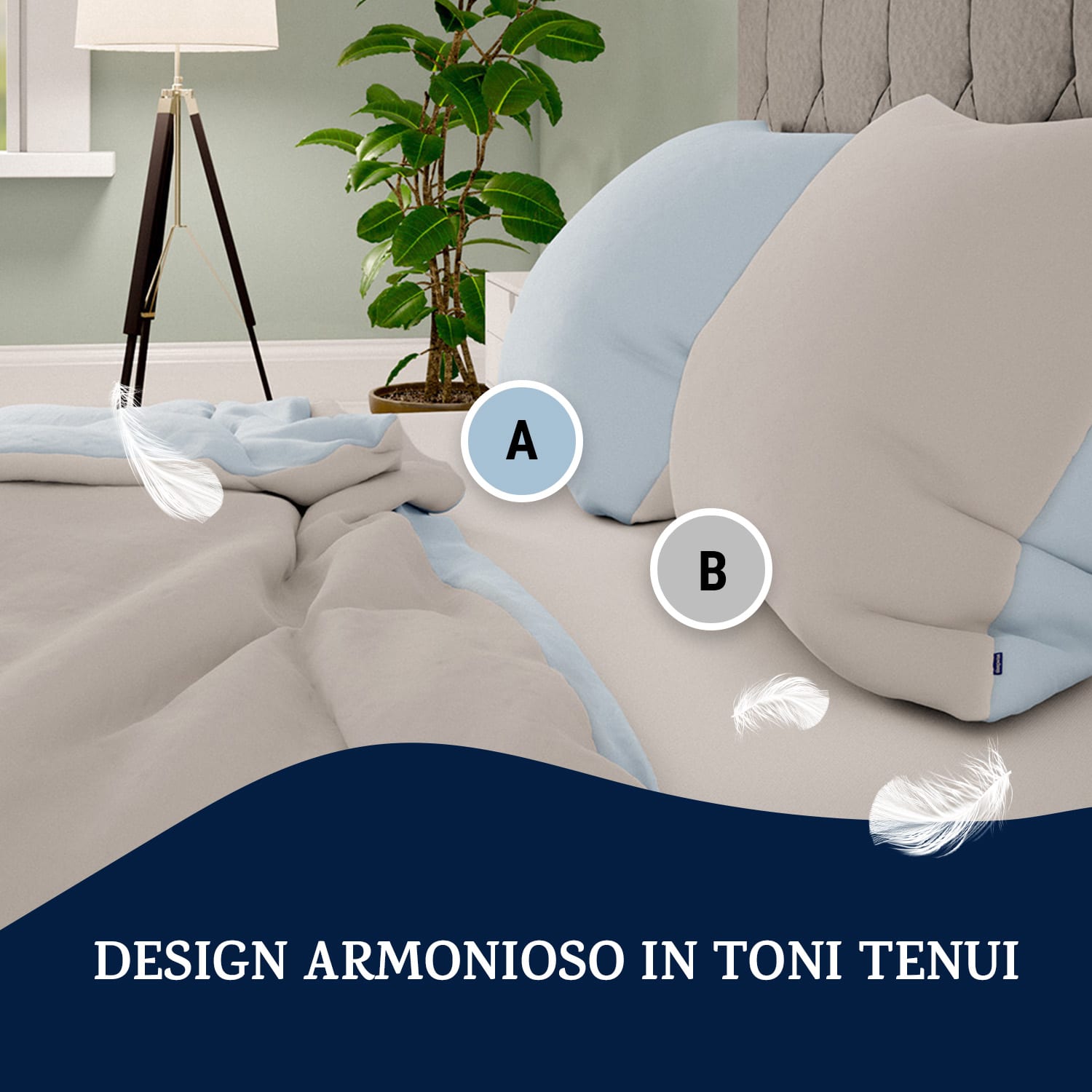 Soft Wonder-Edition, biancheria da letto, 135x200 cm, grigio-blu/bianco Azzurrino
