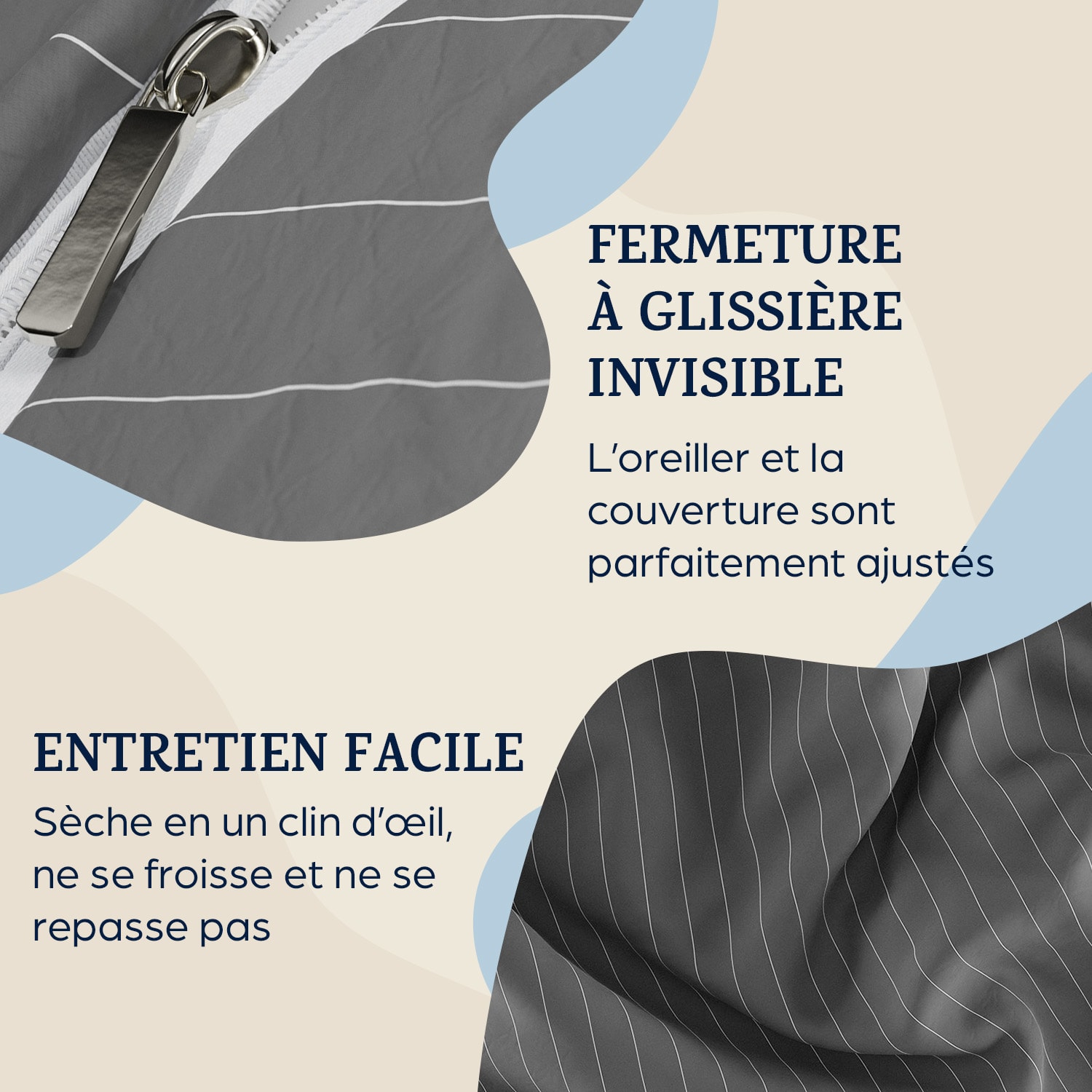 parure de lit Soft Wonder-Edition 15x200 cm Rayé Gris / Blanc