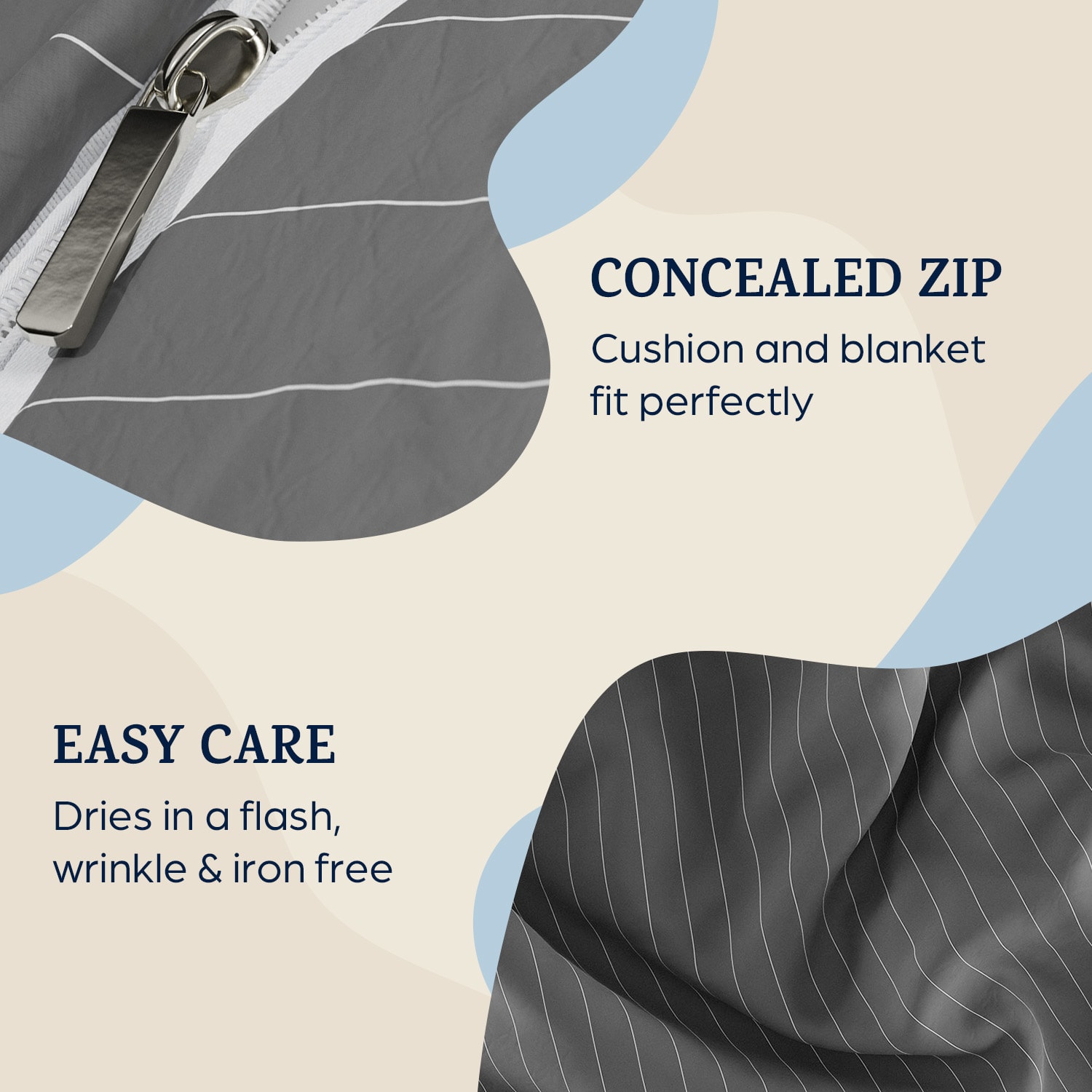 Soft Wonder-Edition, Posteljno perilo, 135 x 200 cm Sivo / Belo črtasto