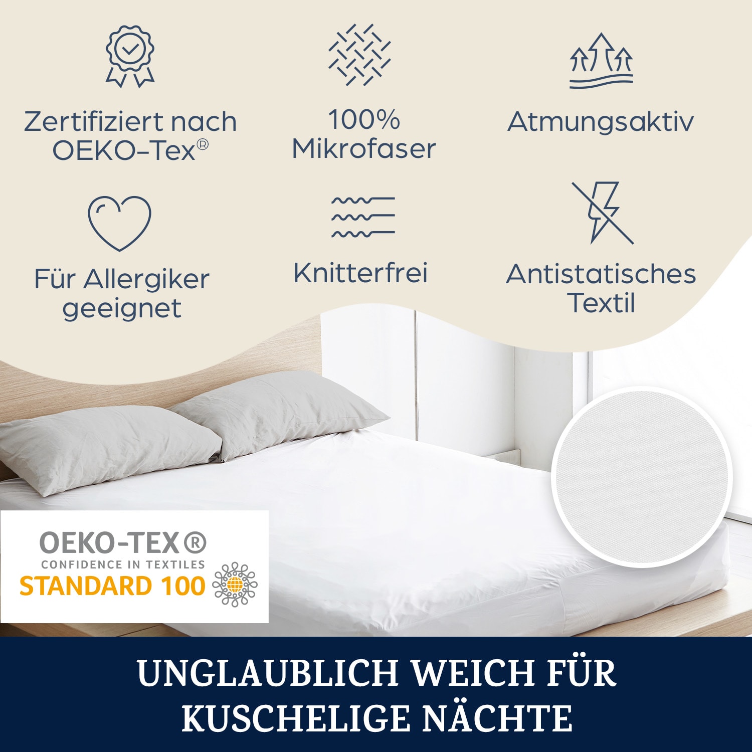 Soft Wonder-Edition Spannbettlaken 180-200 x 200 cm Mikrofaser Weiß