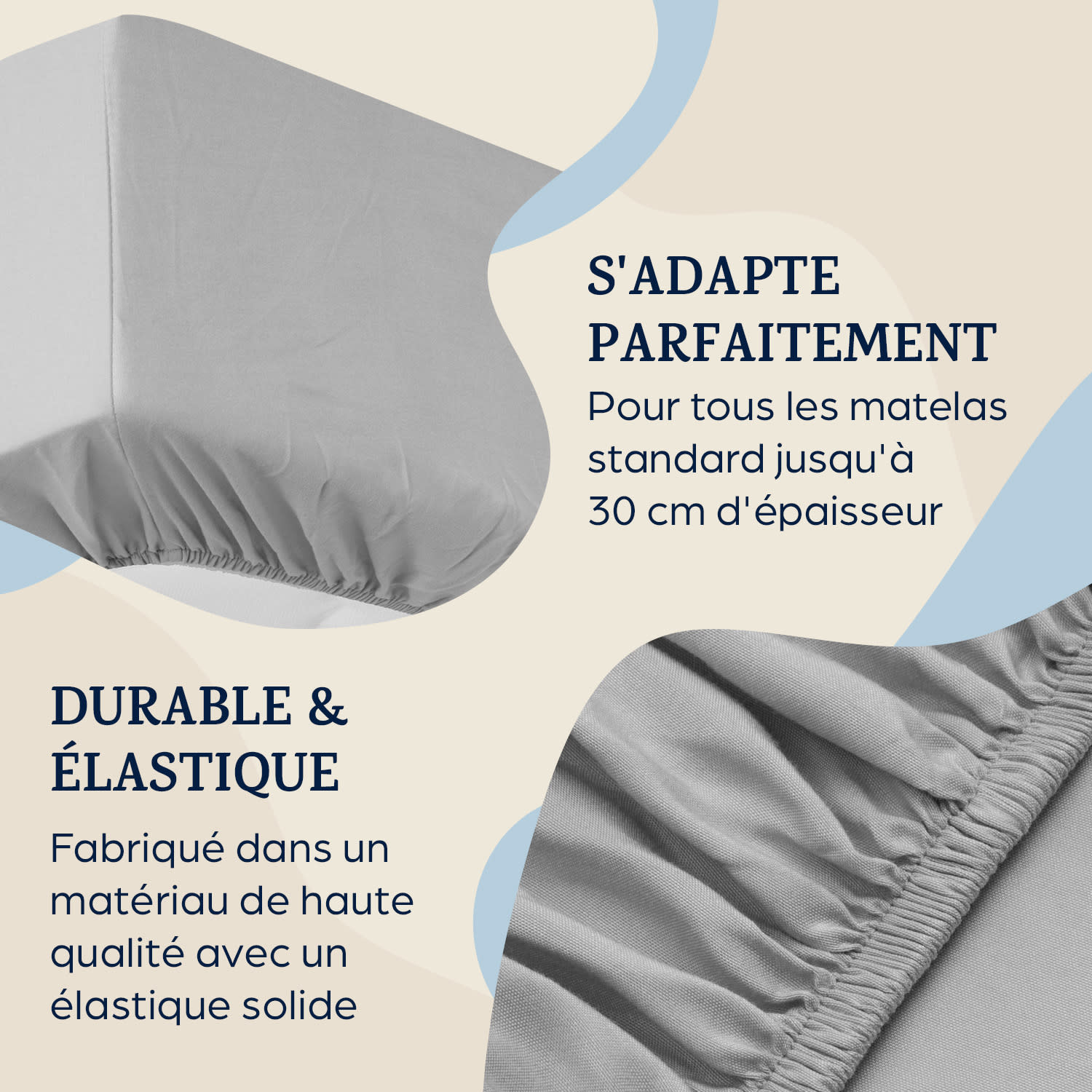 Soft Wonder-Edition drap housse 180-200 x 200 cm microfibre gris clair Gris Tourterelle