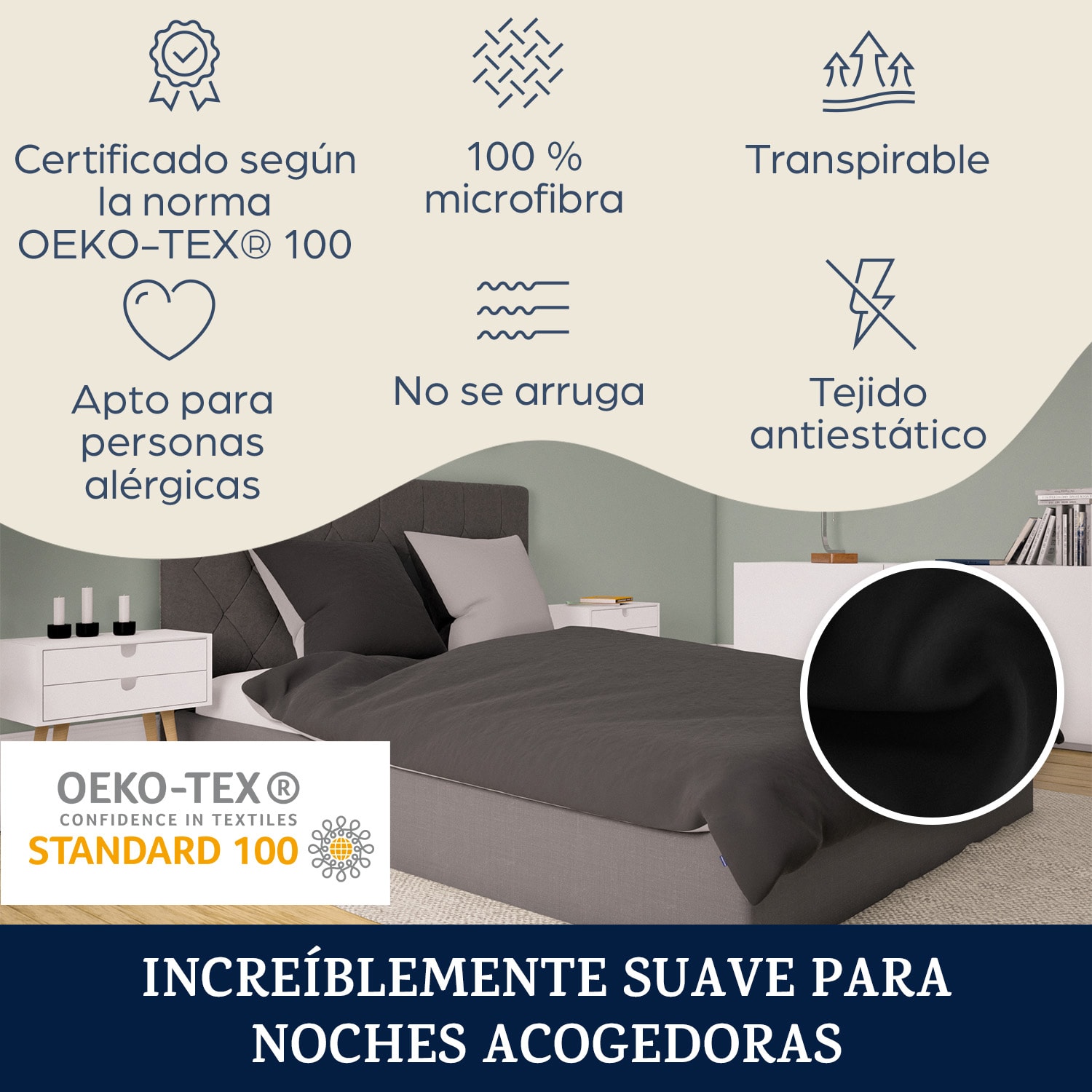 Soft Wonder-Edition Ropa de cama 200x200 cm Gris marengo/Gris claro 