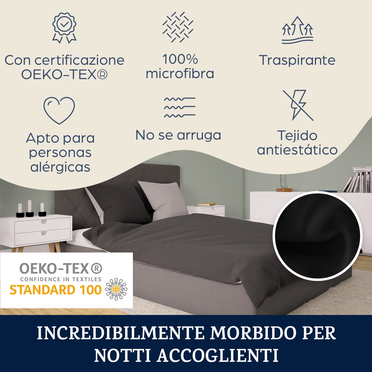 Soft Wonder-Edition, Biancheria da Letto, 200x200 cm, grigio scuro/grigio chiaro Grigio scuro