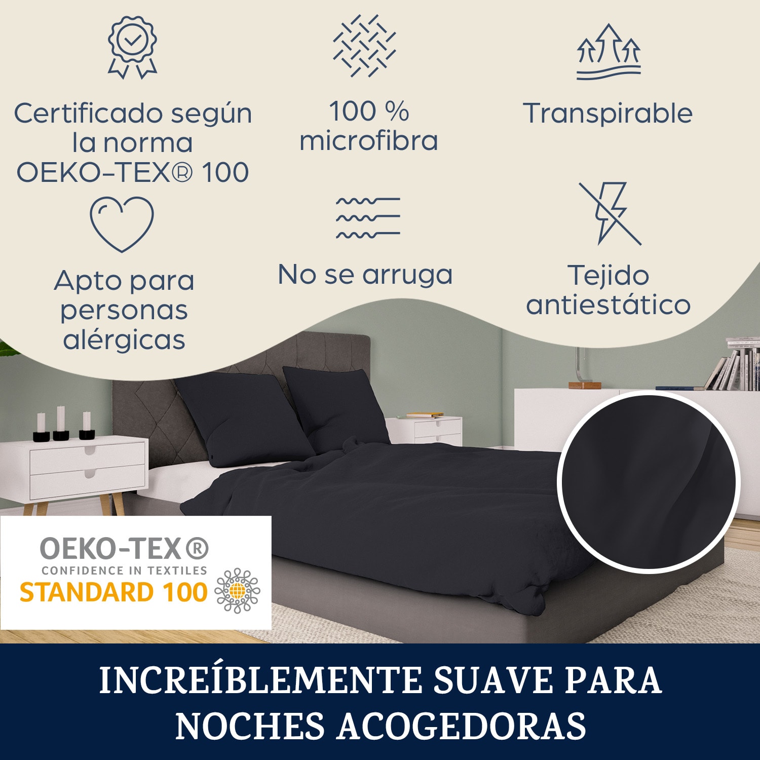 Ropa de cama de felpa Traumwolle 155x200 cm Gris Oscuro