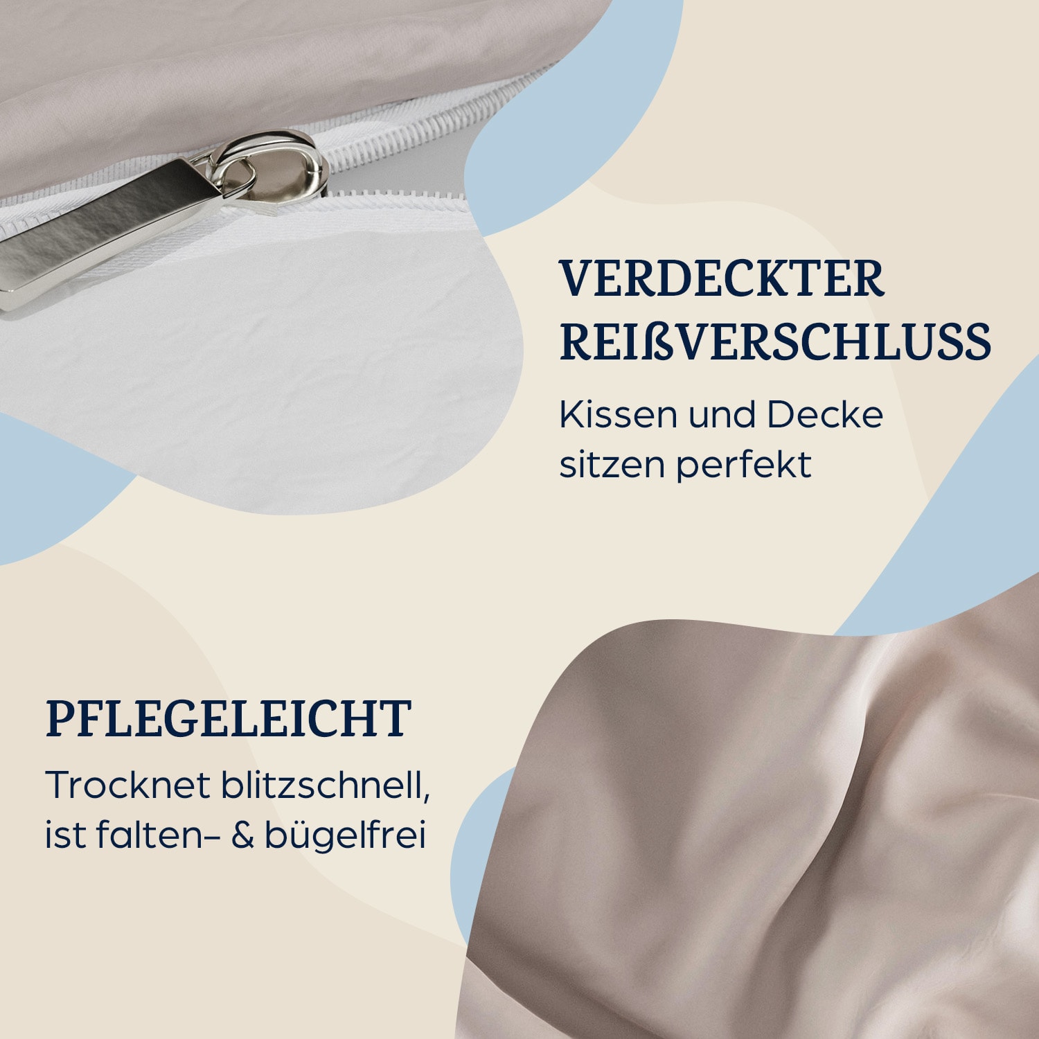 Soft Wonder-Edition parure de lit 155x200 cm taupe/blanc Sable