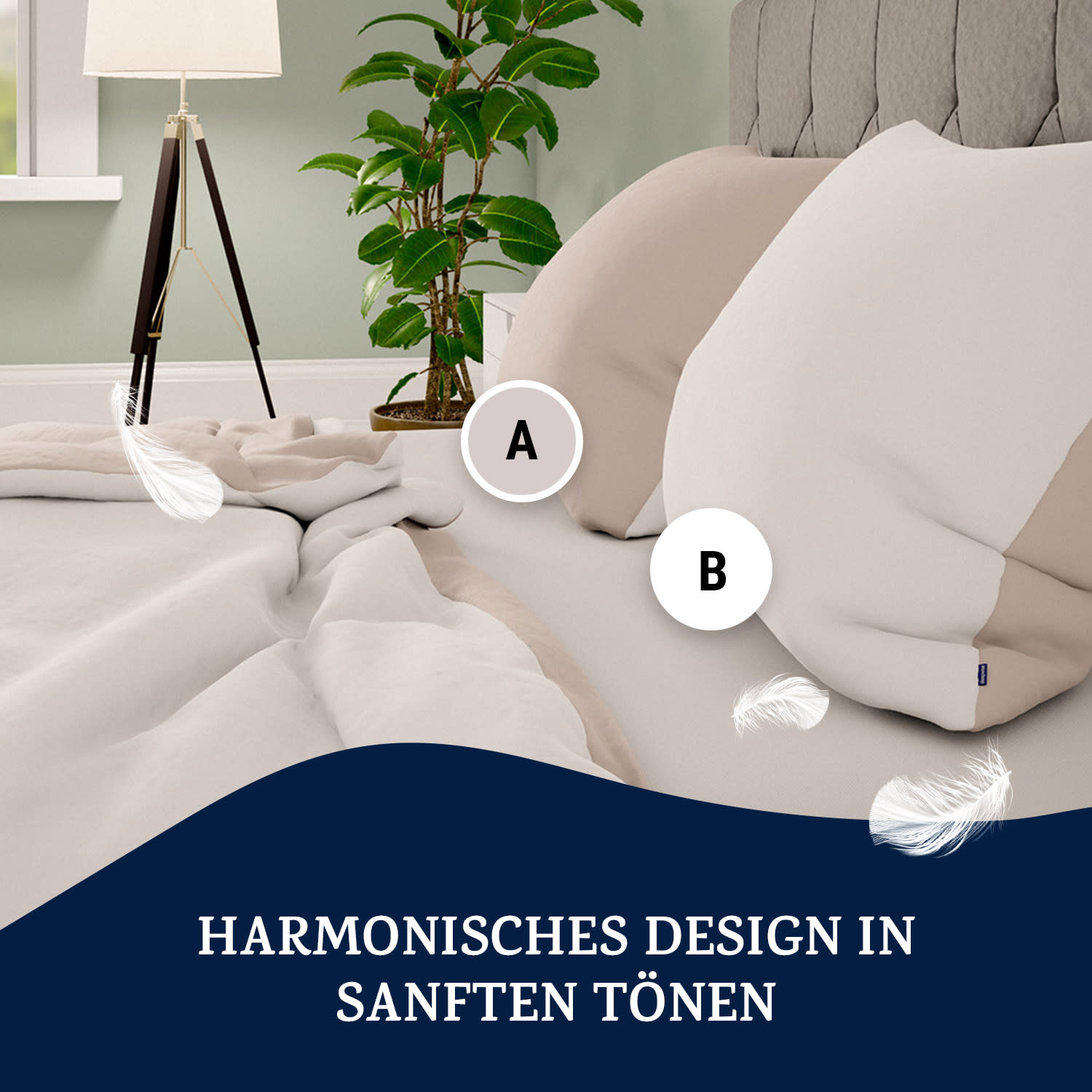 Soft Wonder-Edition parure de lit 155x200 cm taupe/blanc Sable