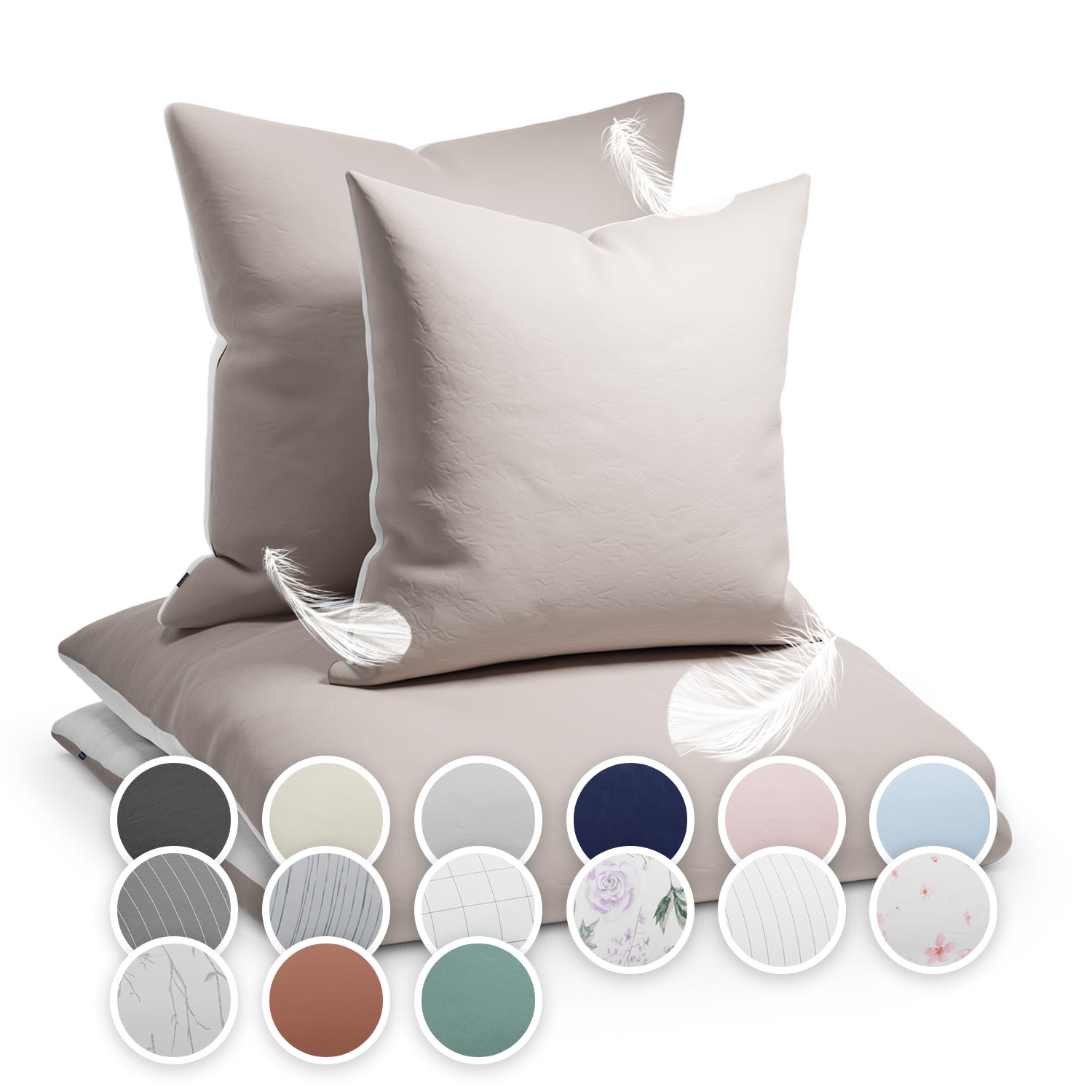 Soft Wonder-Edition beddengoed 155x200 cm taupe/wit Zand