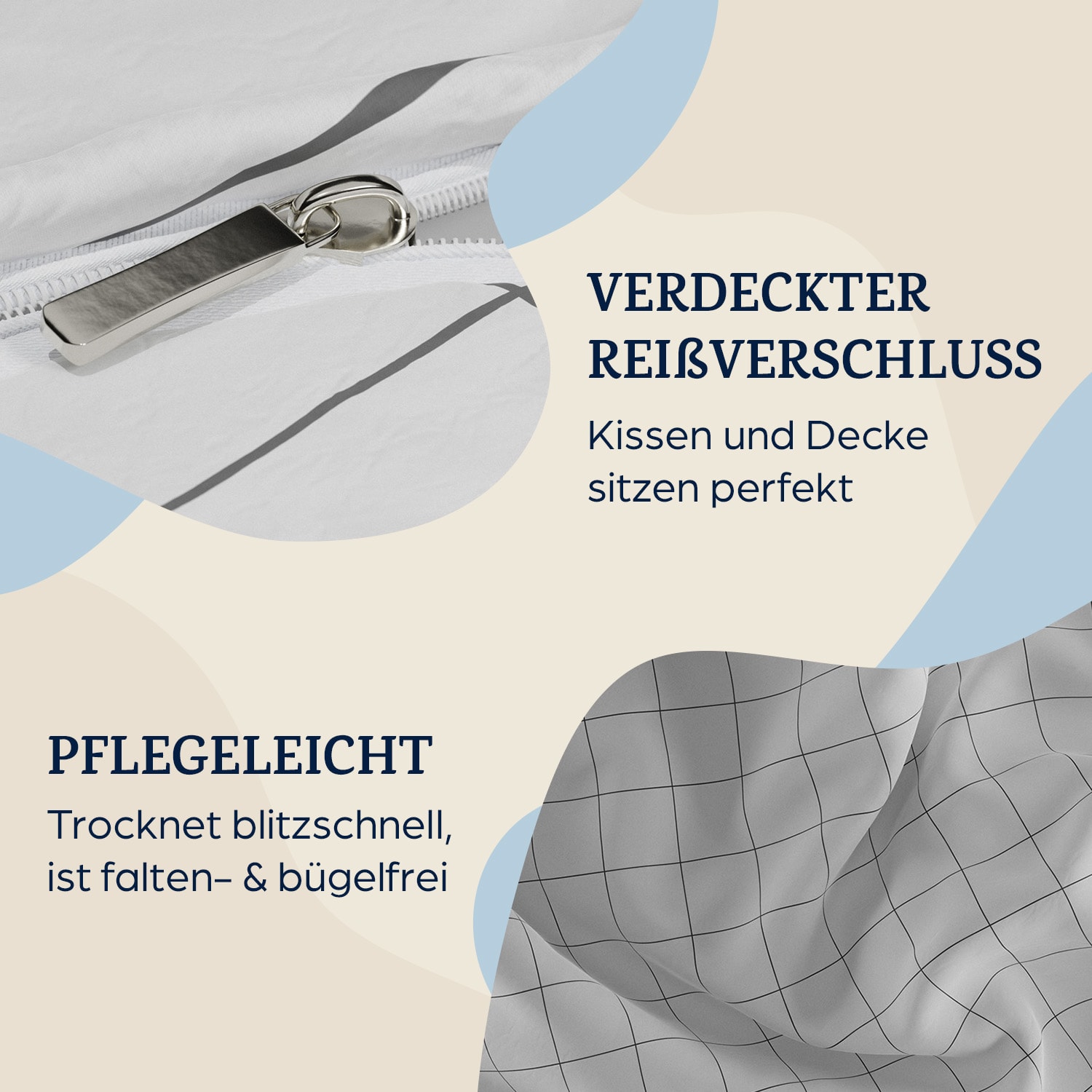 Soft Wonder-Edition parure de lit 135x200 cm carreaux blancs/gris Multi