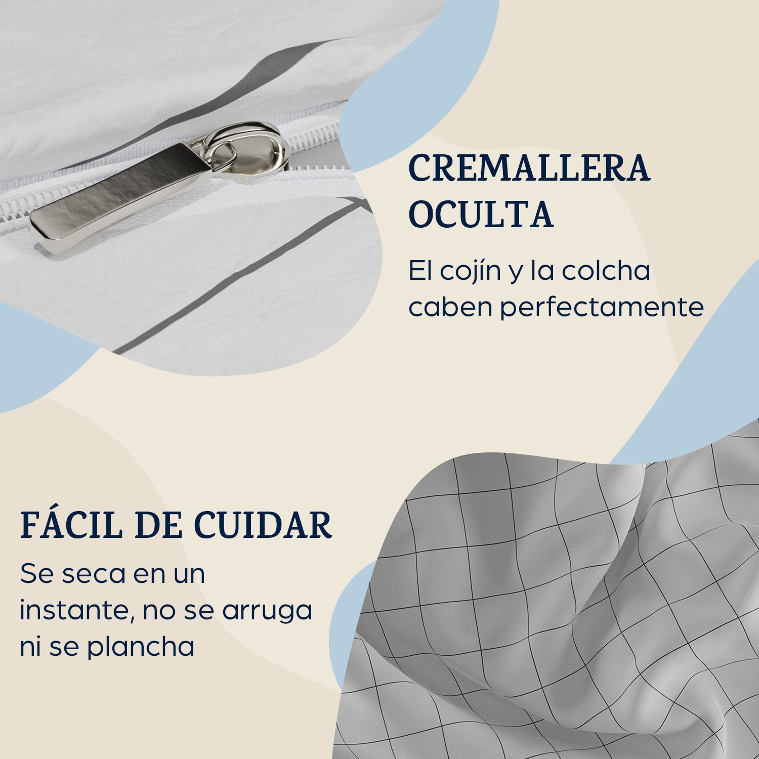 Ropa de cama Soft Wonder-Edition 135x200 cm blanco/gris a cuadros Multi