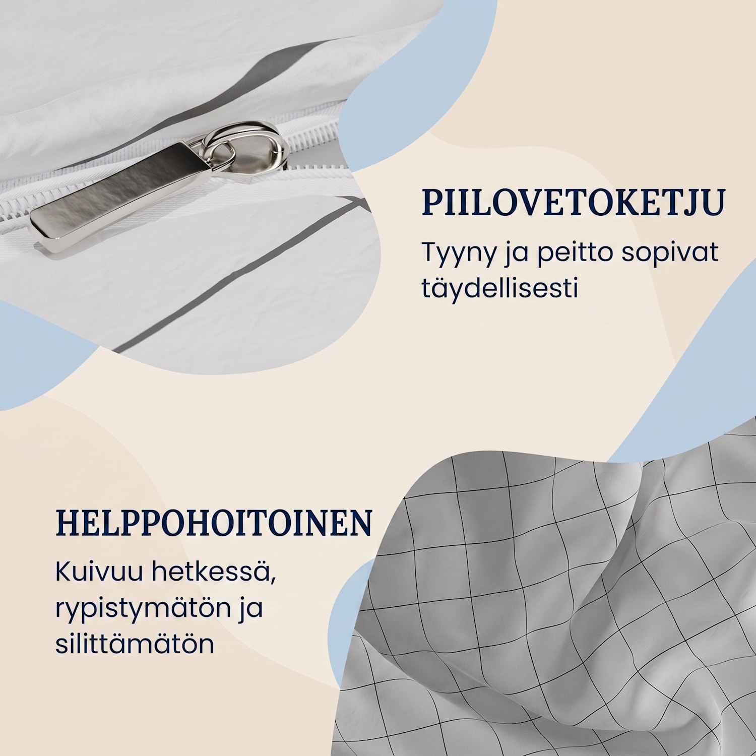 Soft Wonder-Edition, vuodevaatteet, 135 x 200 cm, valkoharmaaruudullinen Multi