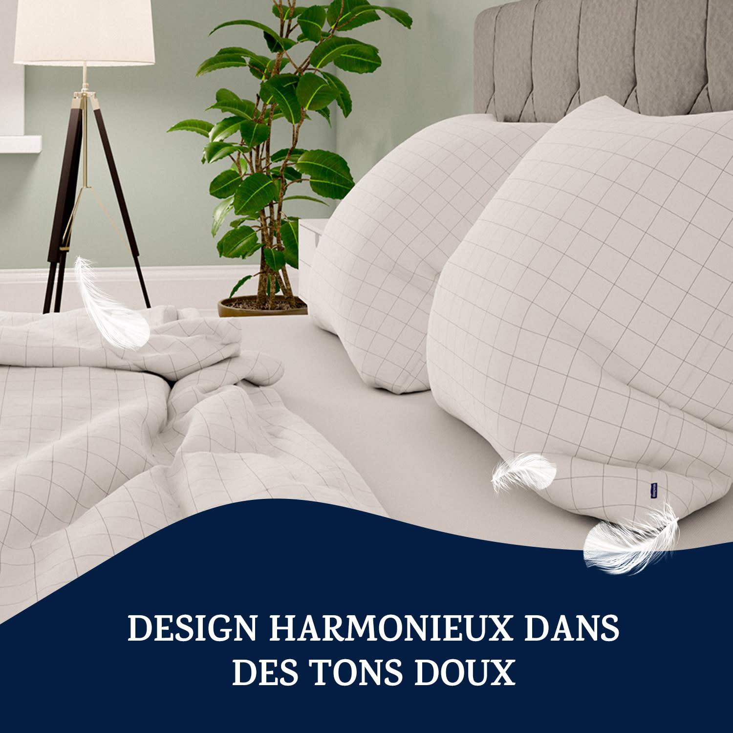 Soft Wonder-Edition beddengoed 135x200 cm wit/grijs geruit 