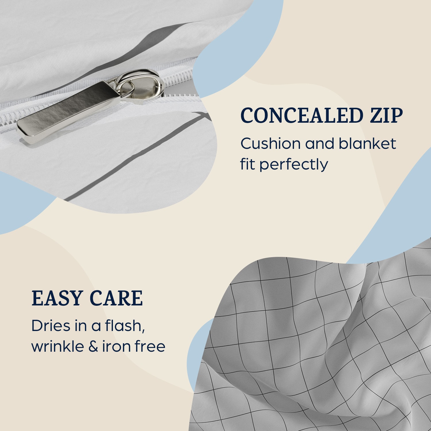 Soft Wonder-Edition beddengoed 135x200 cm wit/grijs geruit Multi