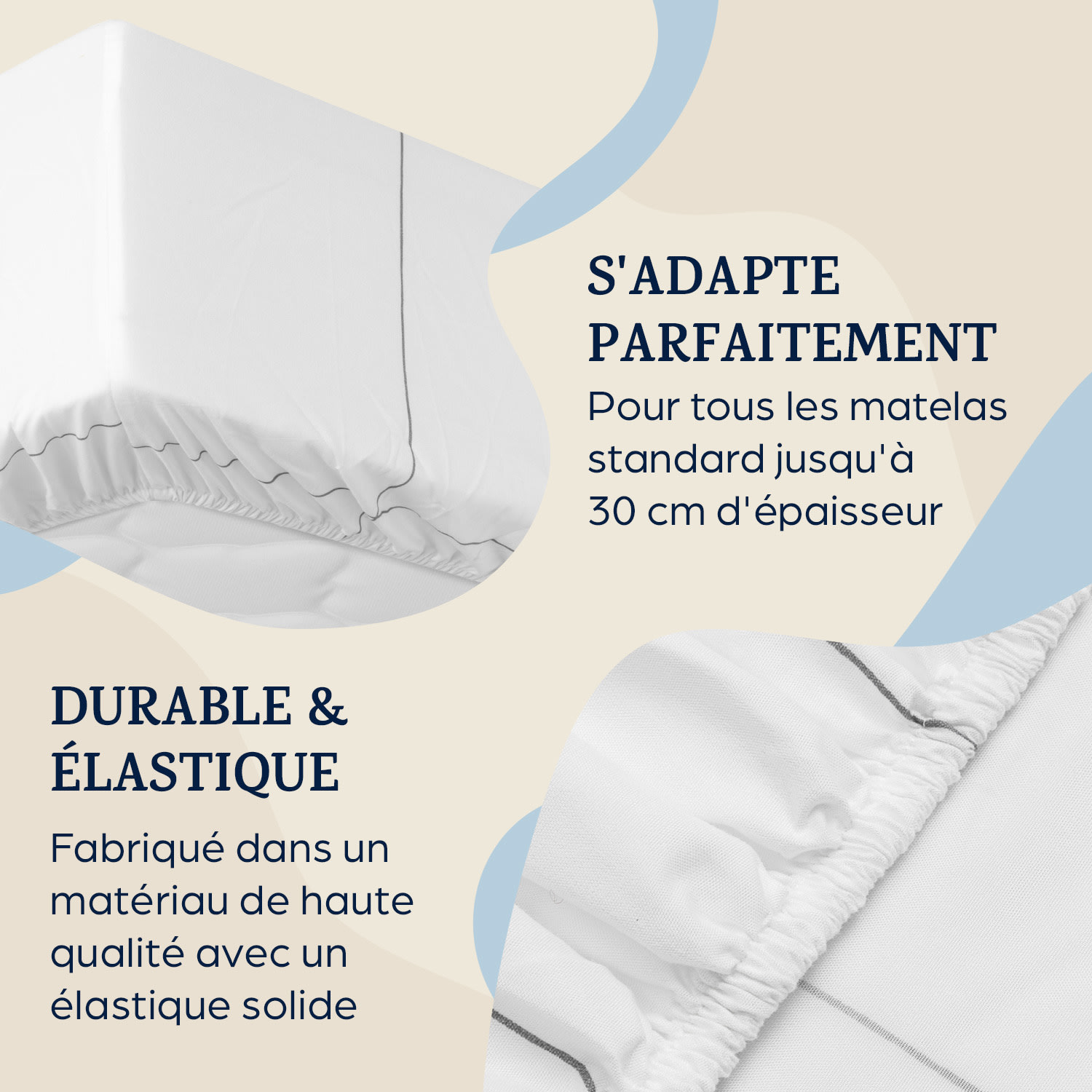 Soft Wonder-Edition drap-housse 90-100 x 200 cm microfibre Carreaux Gris Et Blancs