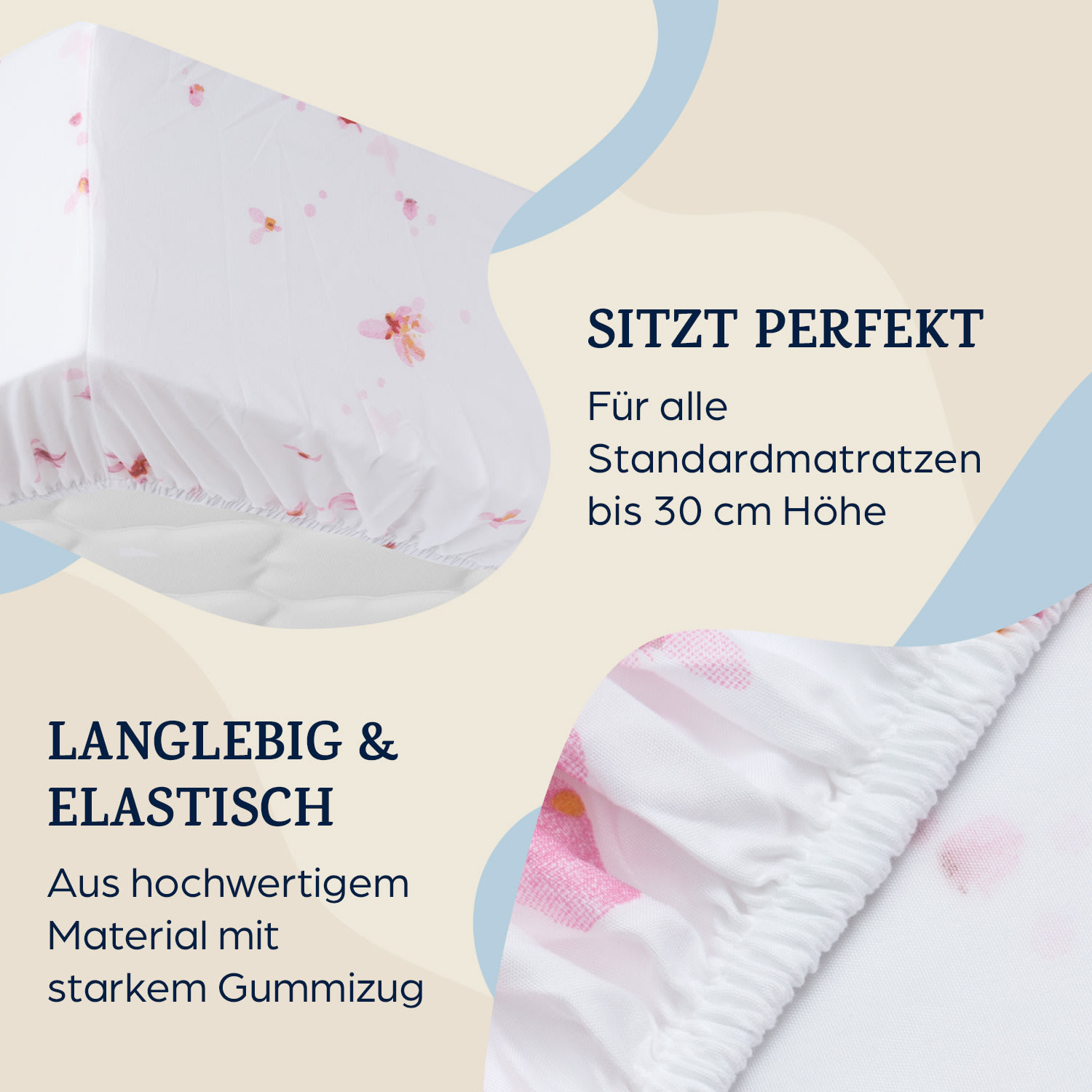 Soft Wonder-Edition Spannbettlaken 90-100 x 200 cm Mikrofaser Pink geblümt