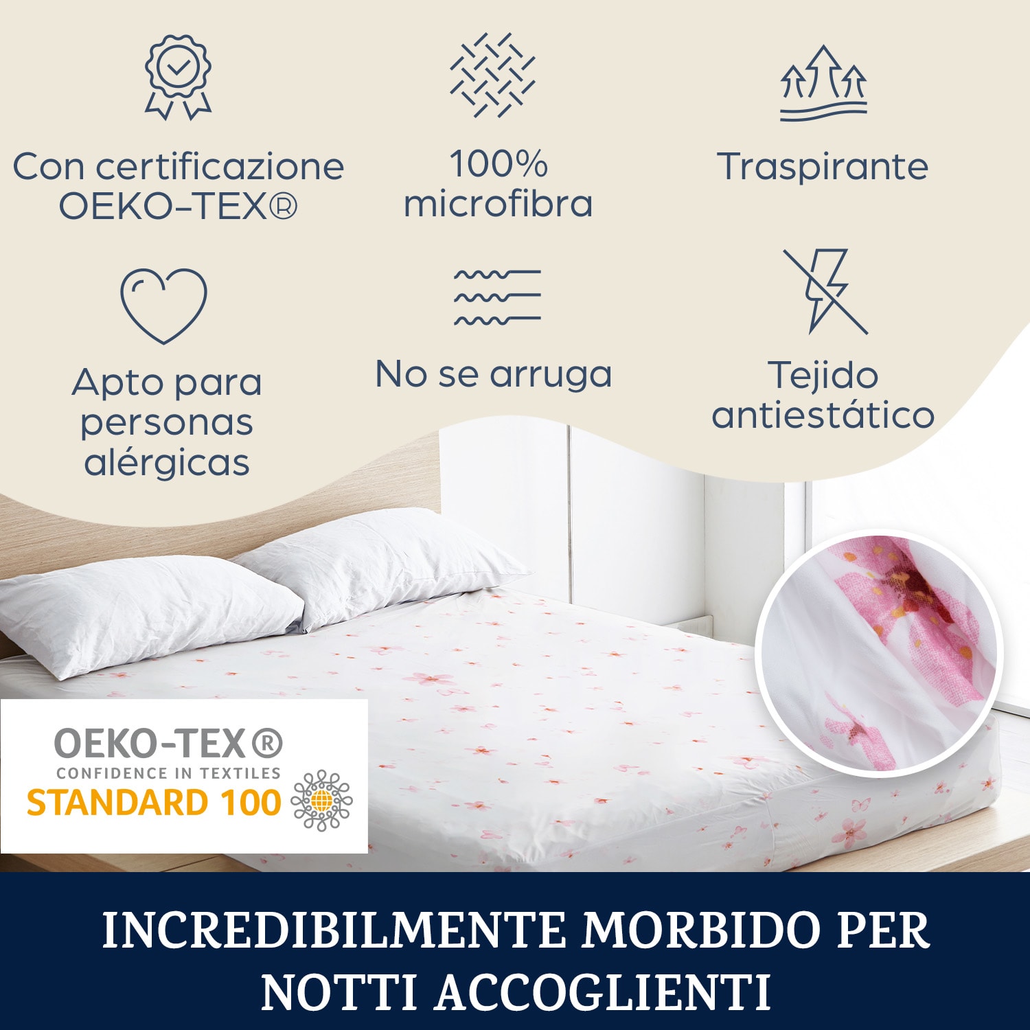 Soft Wonder-Edition, Lenzuolo con Angoli, 90-100 x 200 cm, Microfibra A Fiorellini Rosa