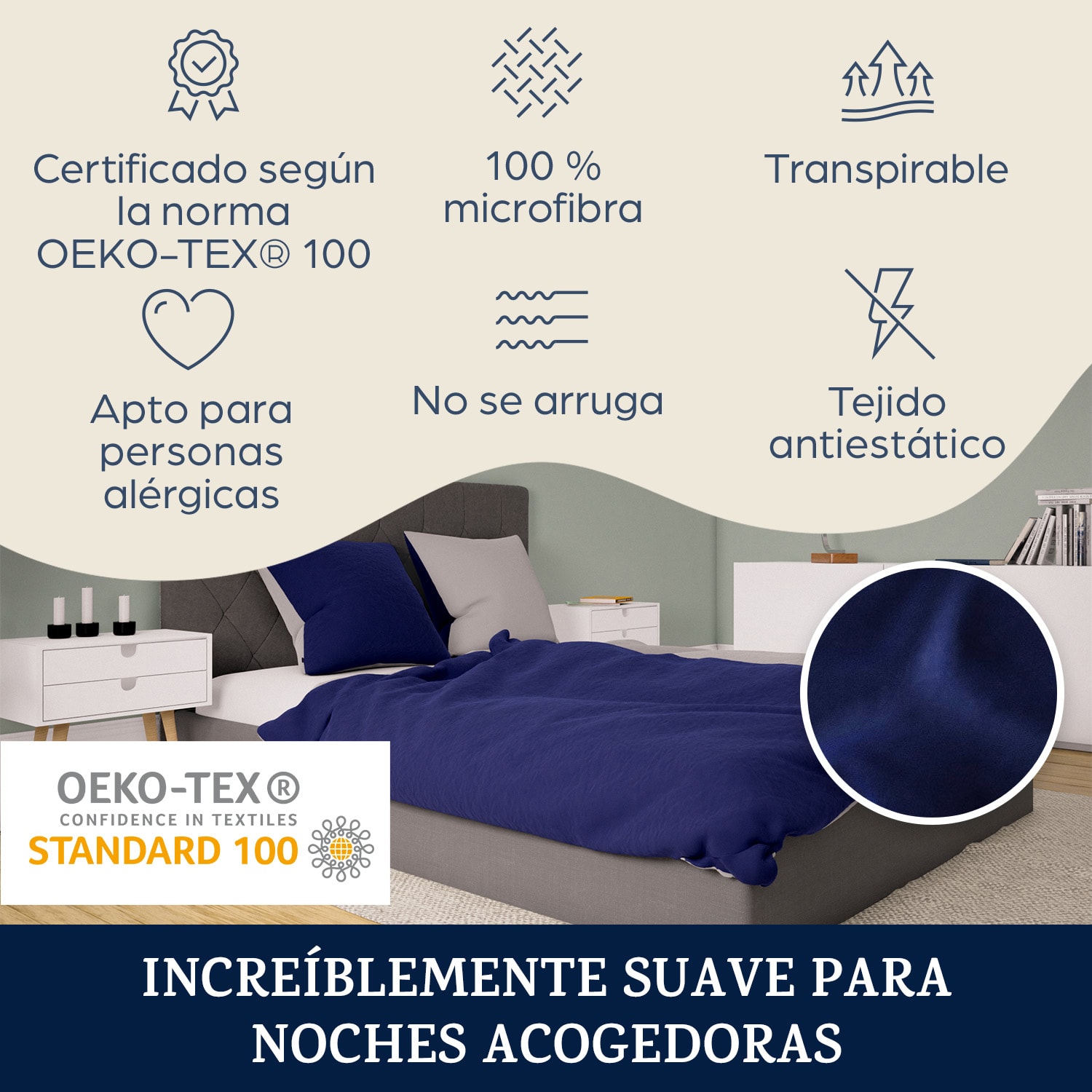 Ropa de cama Soft Wonder-Edition 155x200 cm Azul Marino