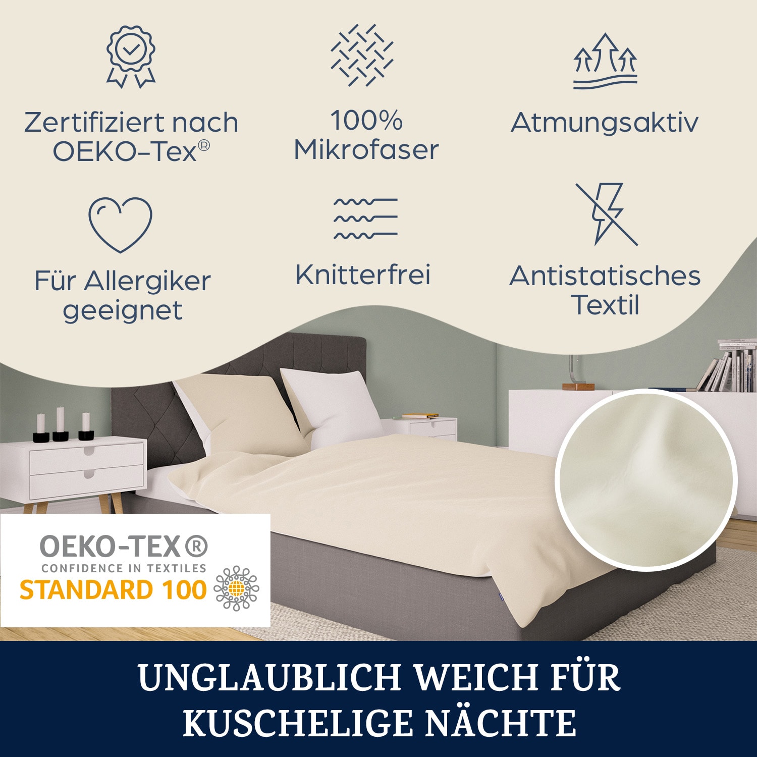 parure de lit Soft Wonder-Edition 200x200 cm Crème Vintage