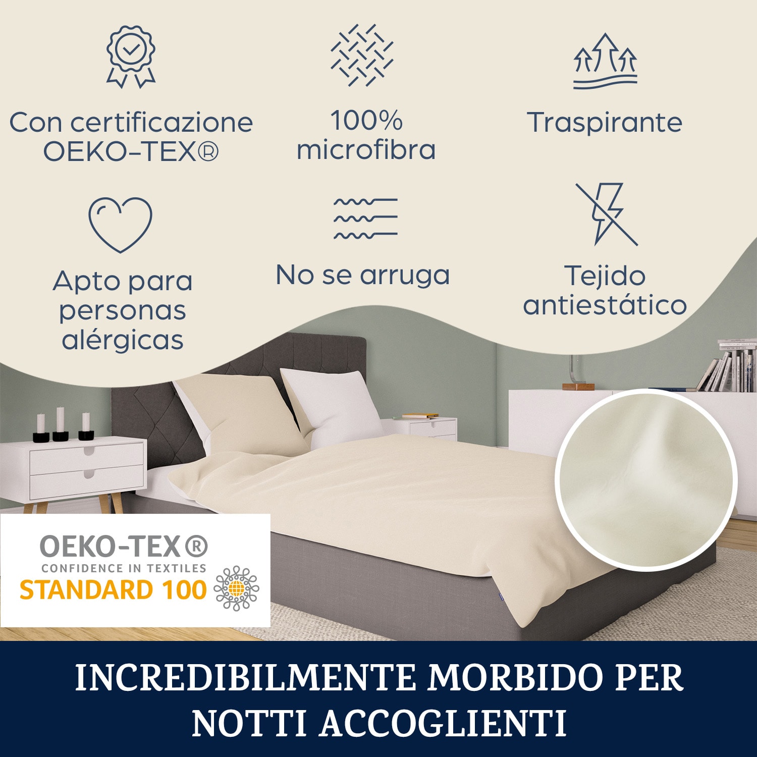 Soft Wonder-Edition Copripiumino 200x200 cm Crema vintage