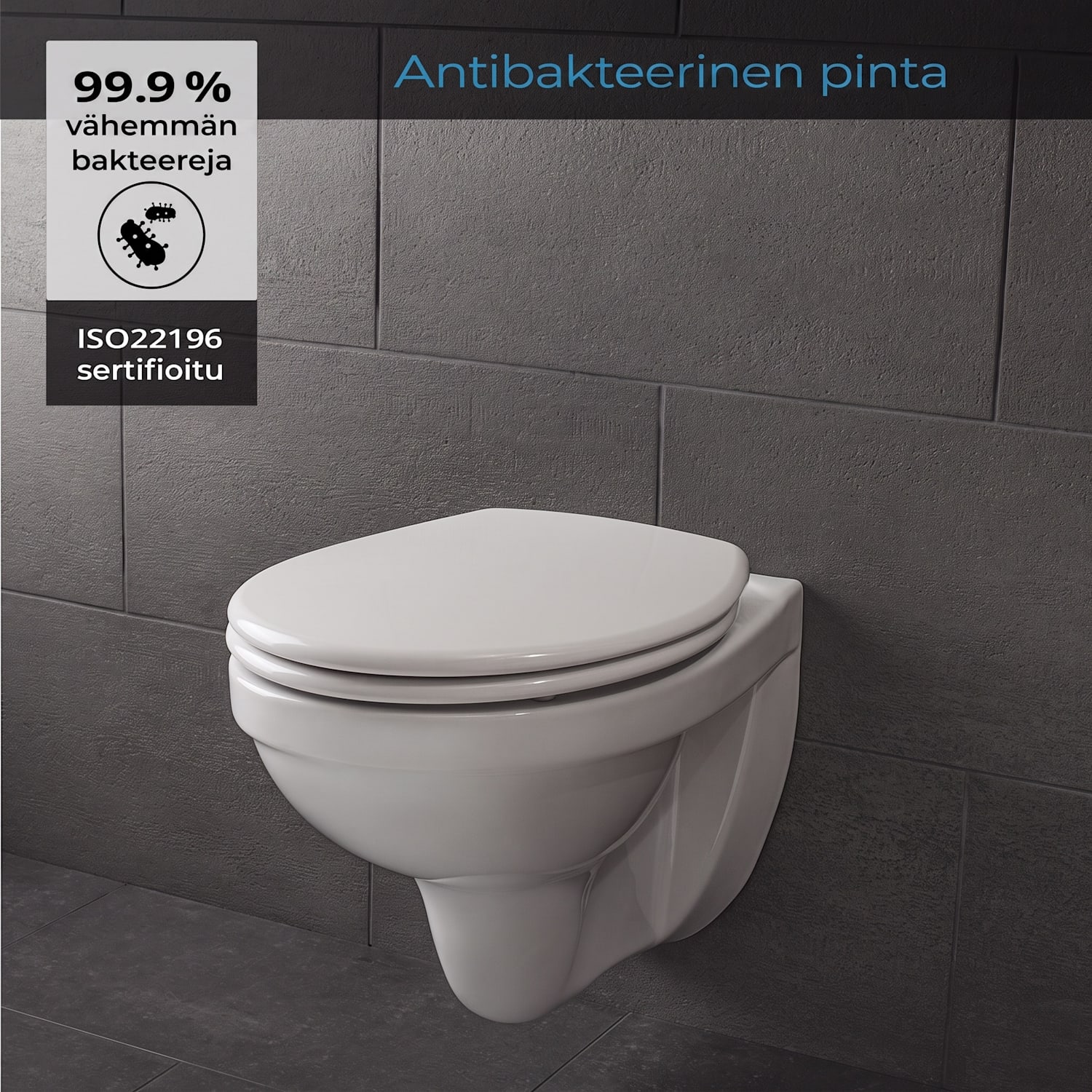 Celesto WC-istuimen kansi O-muoto, hidastettu sulkeutuminen, antibakteerinen 