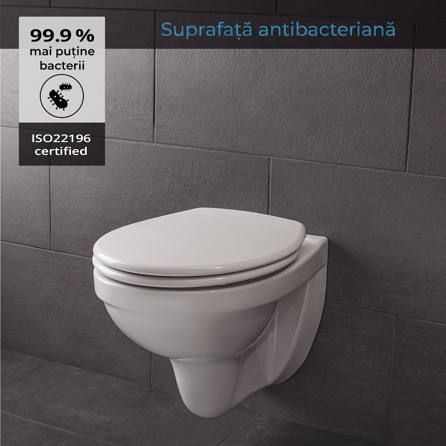 Celesto, capac pentru toaletă, în formă de O, pliabil automat, antibacterian, alb 