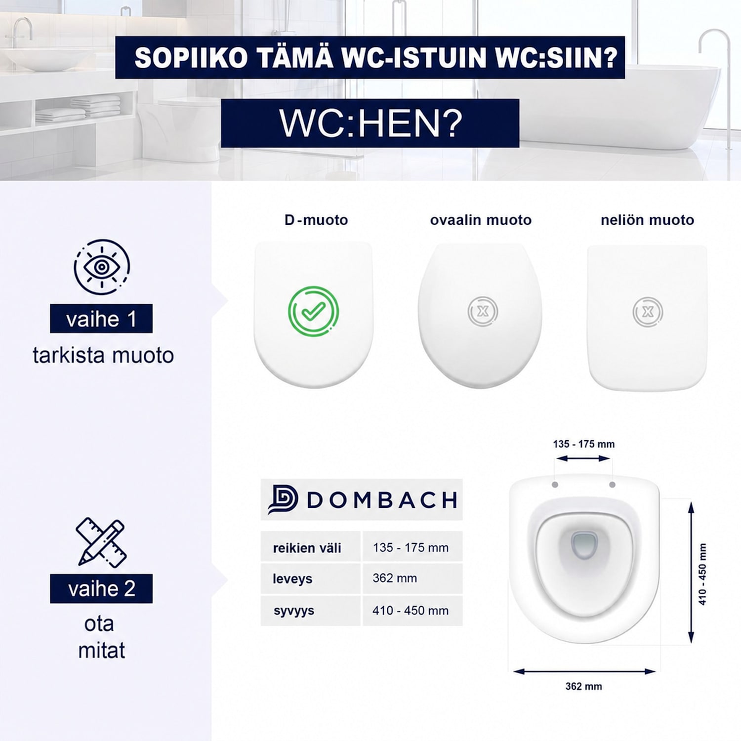 Senzano WC-istuimen kansi D-muoto, pehmeästi sulkeutuva, antibakteerinen 