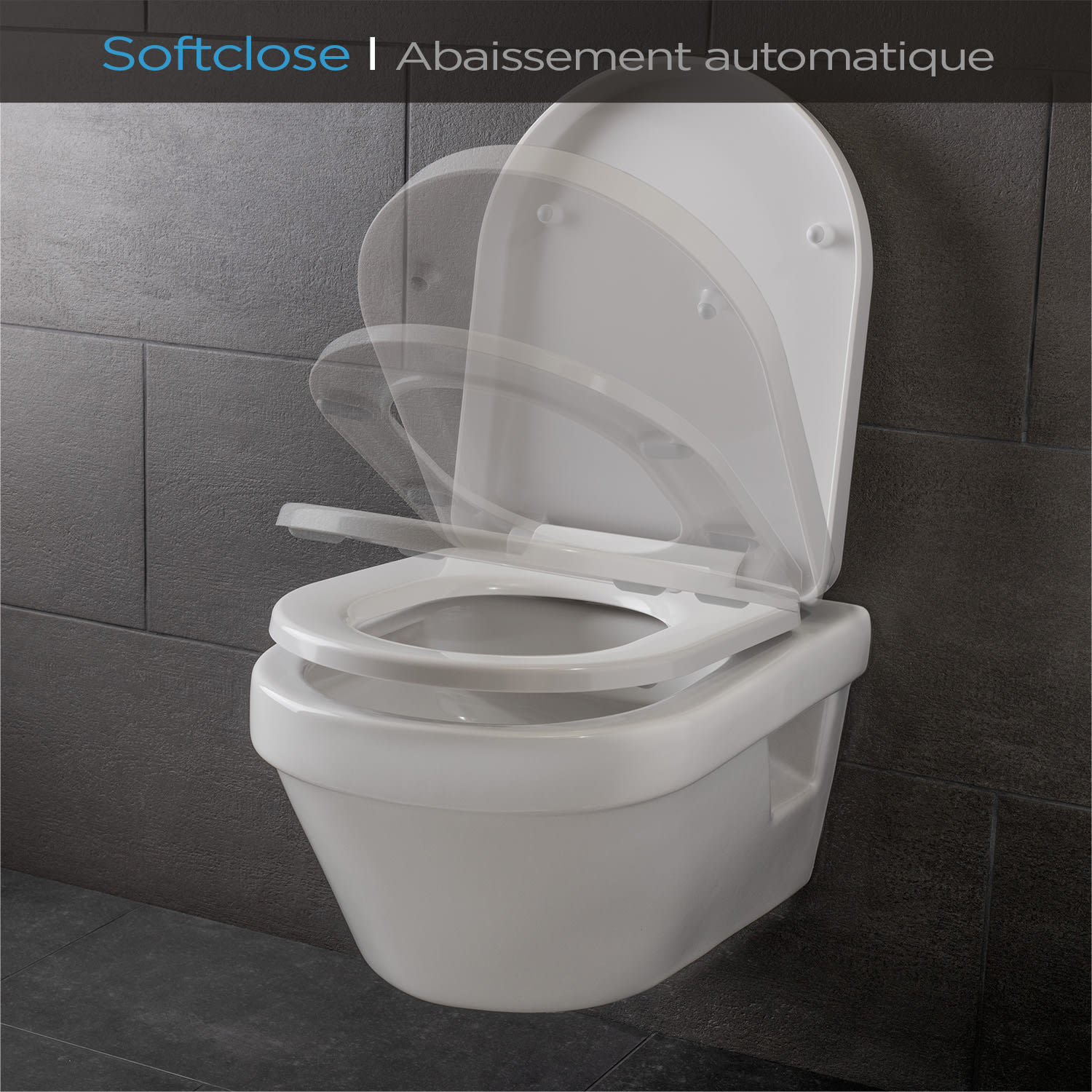 Dombach Senzano - Abattant WC avec Frein de Chute - Siège de Toilette Antibactérien - Forme en D - Premium 