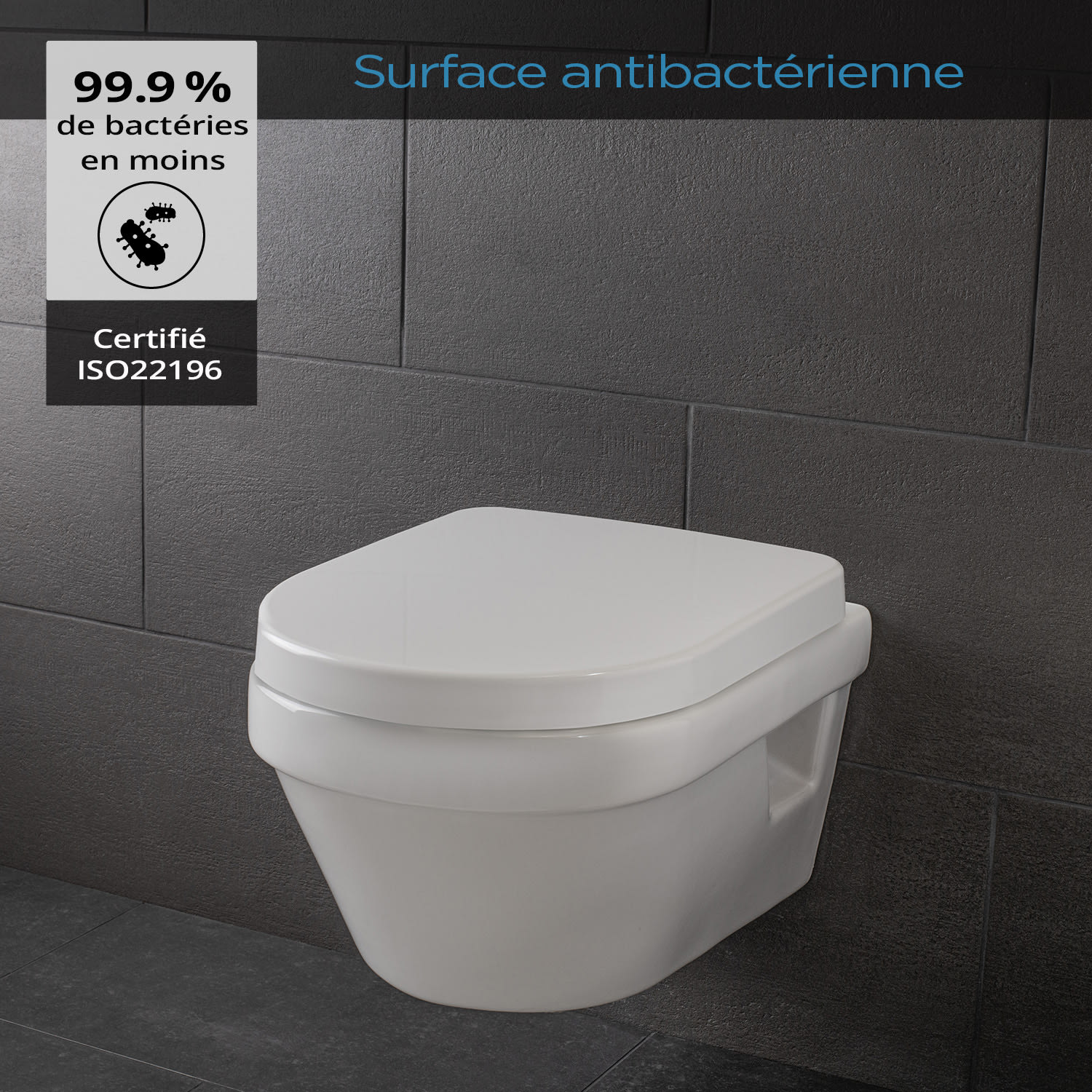 Dombach Senzano - Abattant WC avec Frein de Chute - Siège de Toilette Antibactérien - Forme en D - Premium 